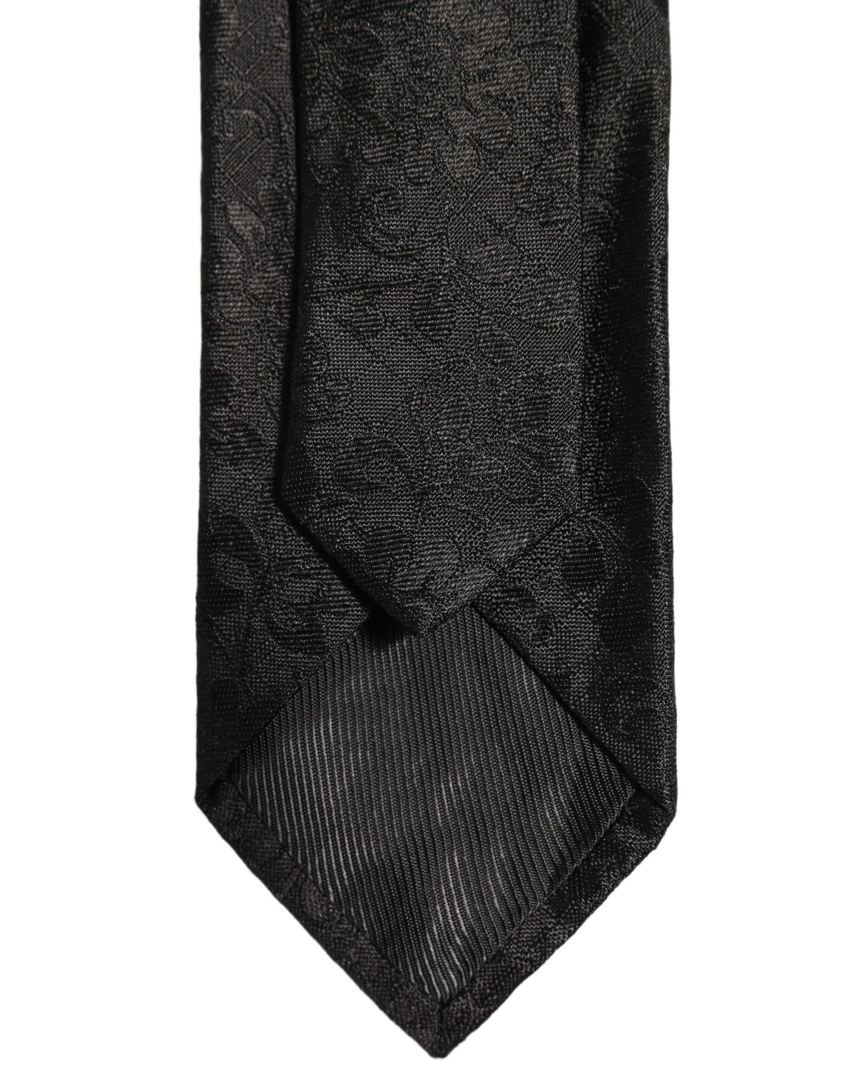 Dolce & Gabbana Men Black Silk Tonal Floral Adjustable Tied Necktie Tie