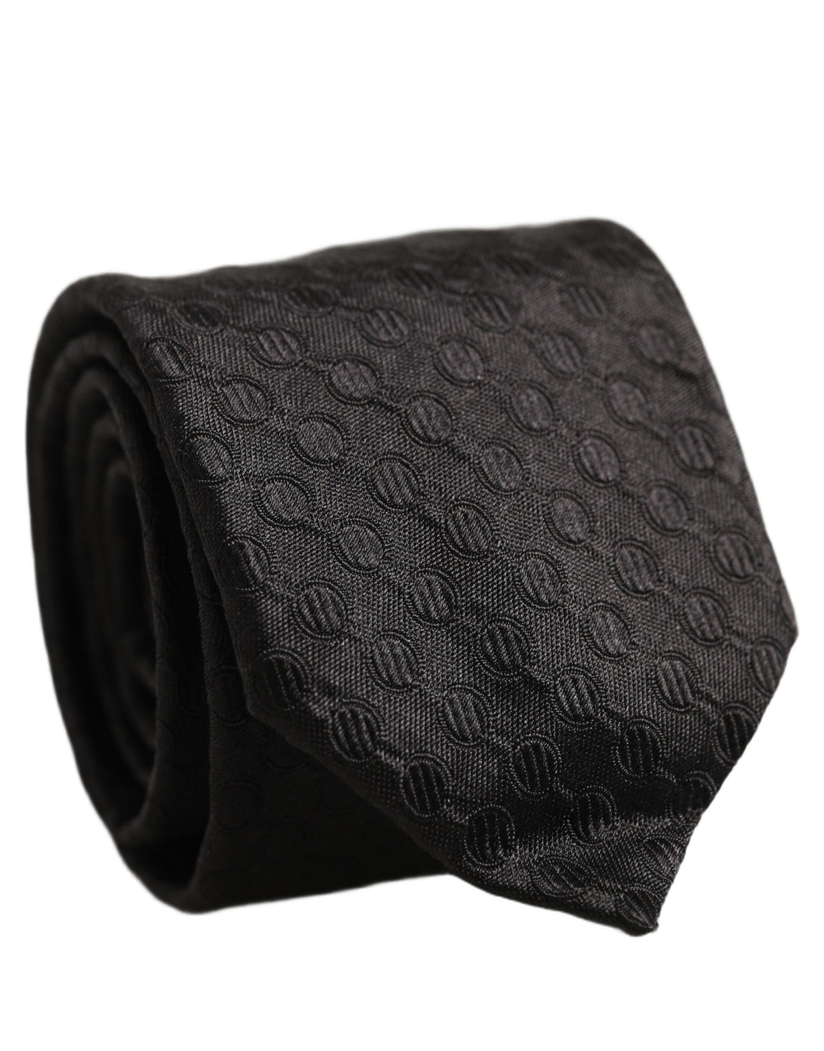 Dolce & Gabbana Men Black Silk Geometric Adjustable Tied Necktie Tie