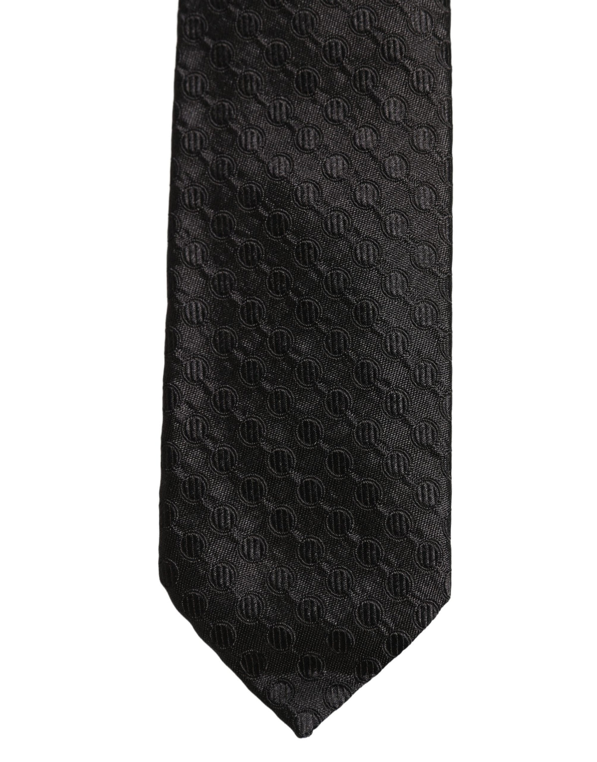 Dolce & Gabbana Men Black Silk Geometric Adjustable Tied Necktie Tie