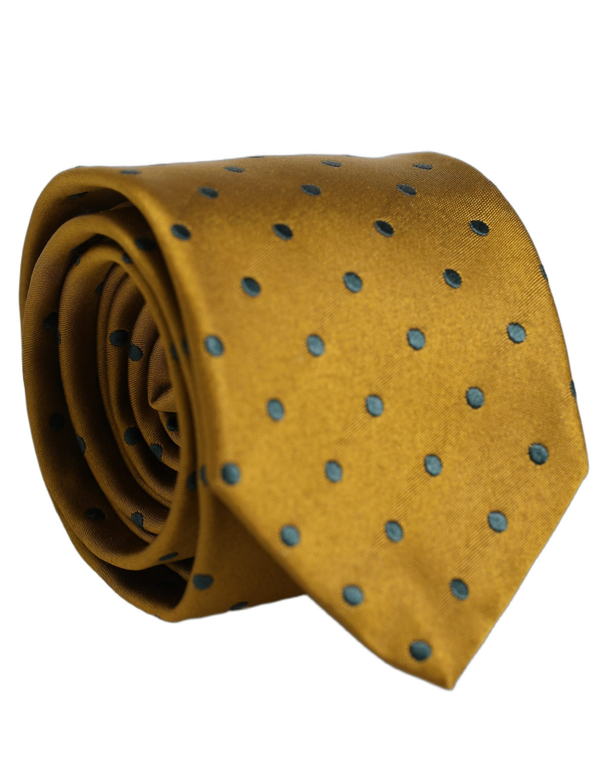 Dolce & Gabbana Men Mustard Silk Polka Dot Adjustable Tied Necktie Tie