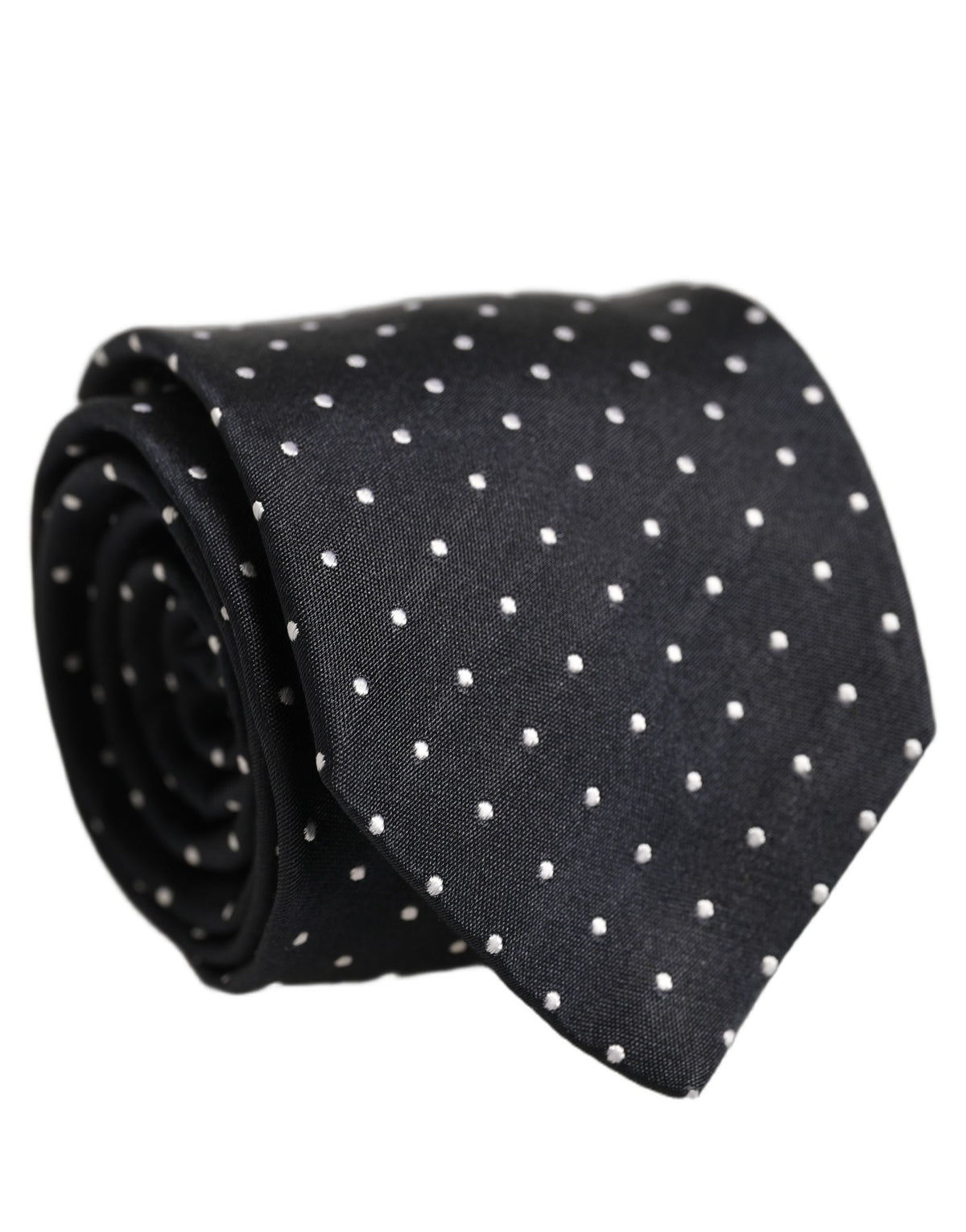 Dolce & Gabbana Dark Blue Silk Polka Dot Adjustable Tied Men Necktie Tie
