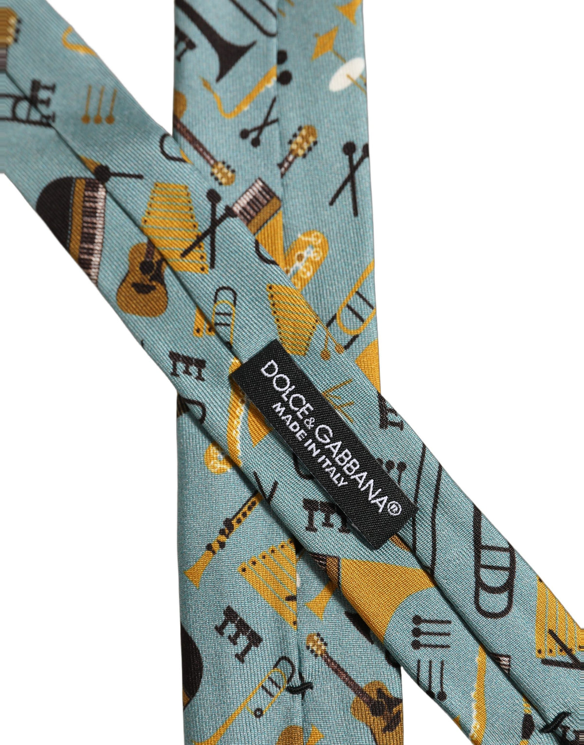Dolce & Gabbana Light Blue Instruments Adjustable Tied Men Necktie Tie