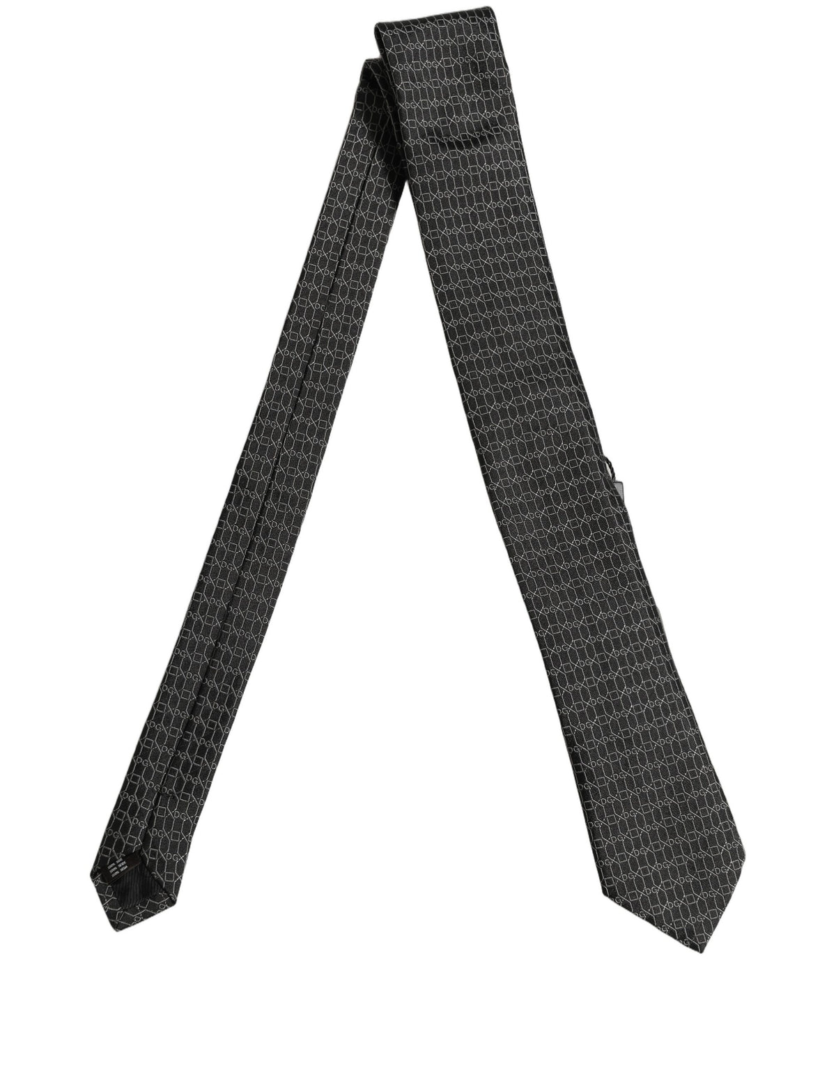 Dolce & Gabbana Dark Gray Silk DG Monogram Adjustable Tied Necktie Tie