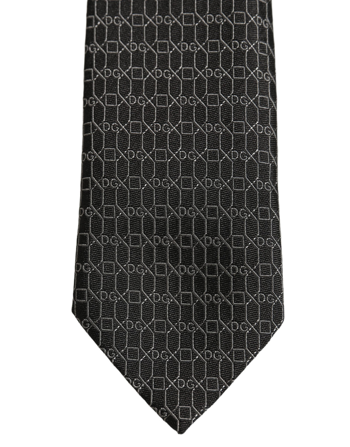 Dolce & Gabbana Dark Gray Silk DG Monogram Adjustable Tied Necktie Tie