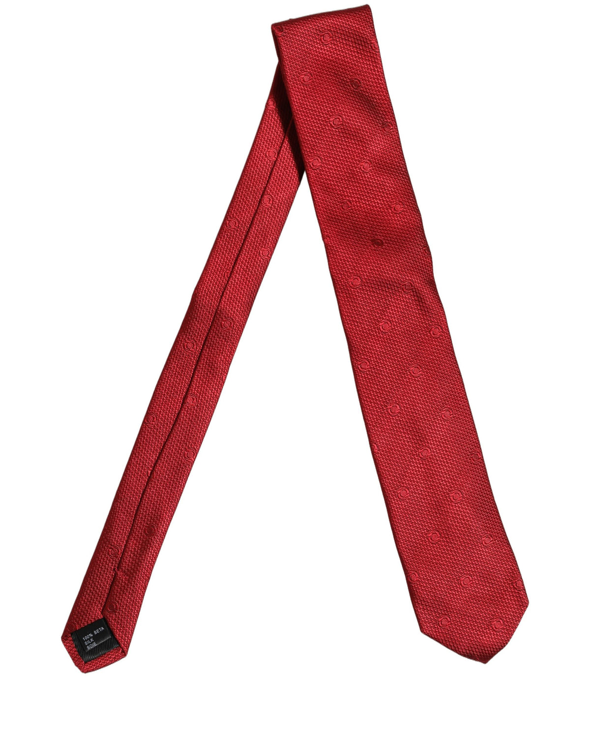 Dolce & Gabbana Red Silk Textured Pattern Adjustable Tied Men Necktie Tie