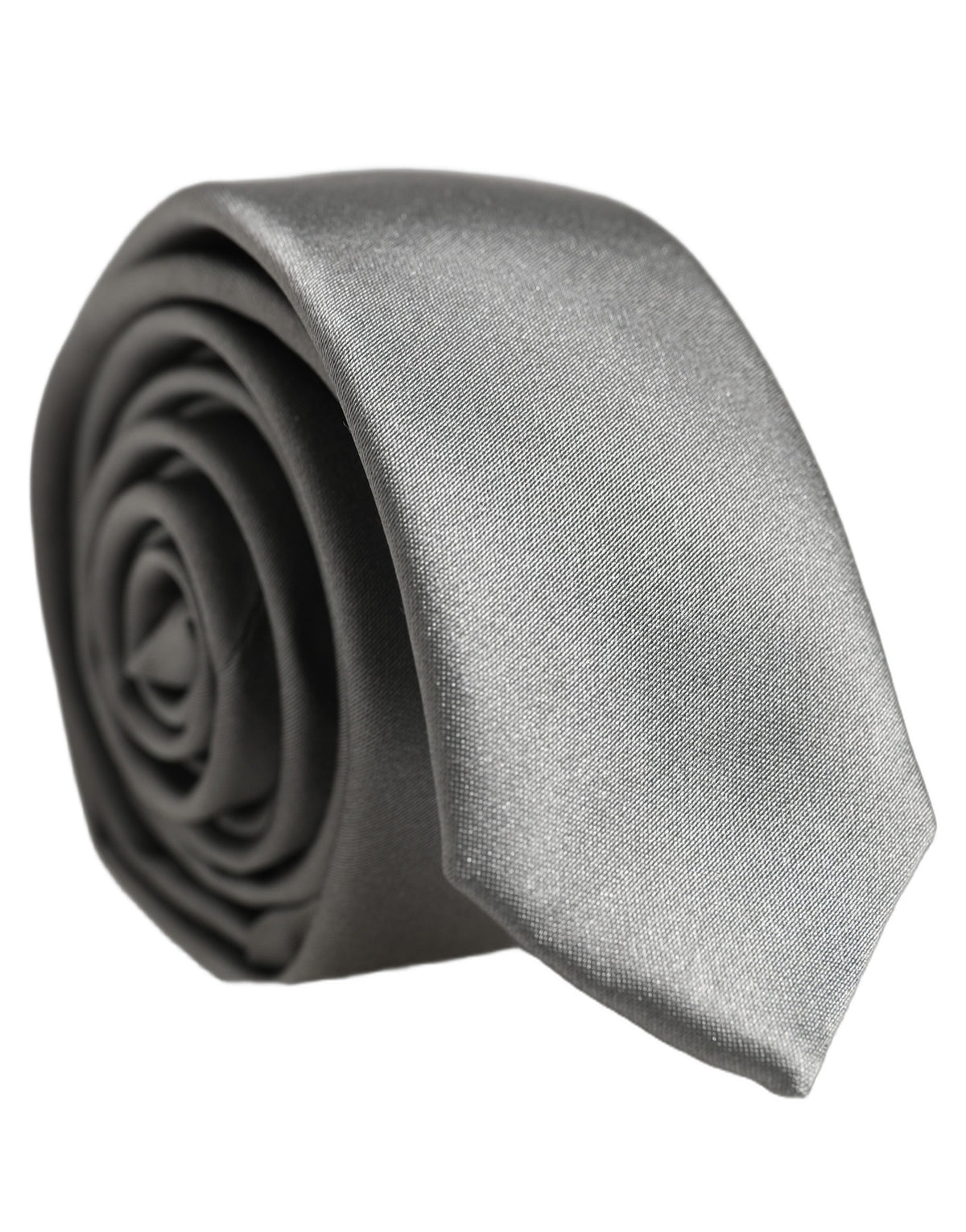 Dolce & Gabbana Gray Satin 100% Silk Adjustable Tied Men Necktie Tie