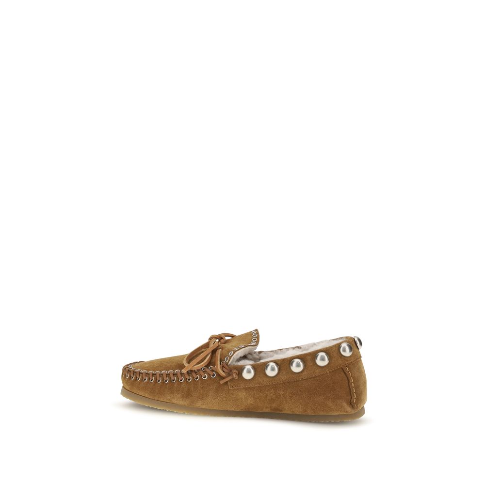 Isabel Marant Brown Calf Leather Bos Taurus Slip-On Loafers