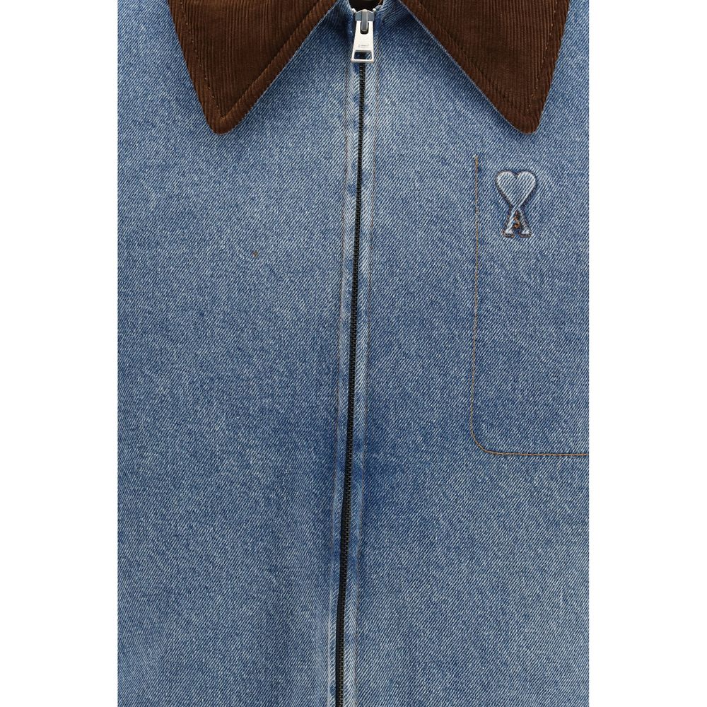 Ami Paris Blue Cotton Denim Jacket