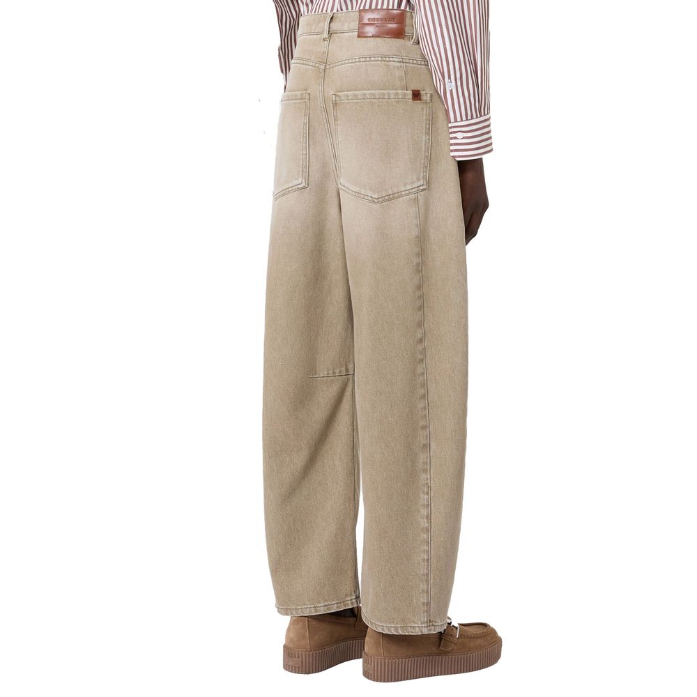 Max Mara Beige Cotton Relaxed Fit Jeans
