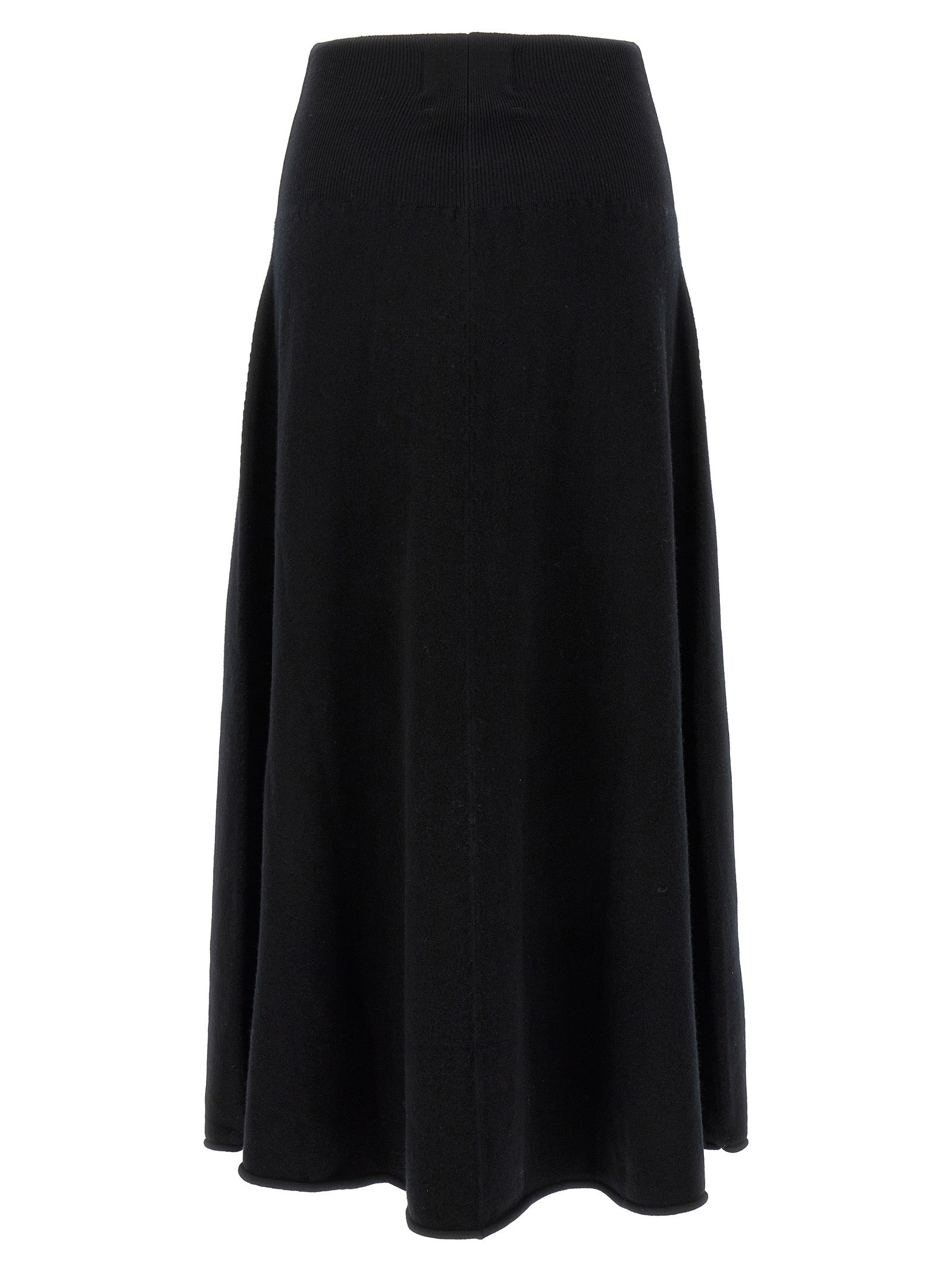 Extreme Cashmere Black Cashmere Midi Skirt
