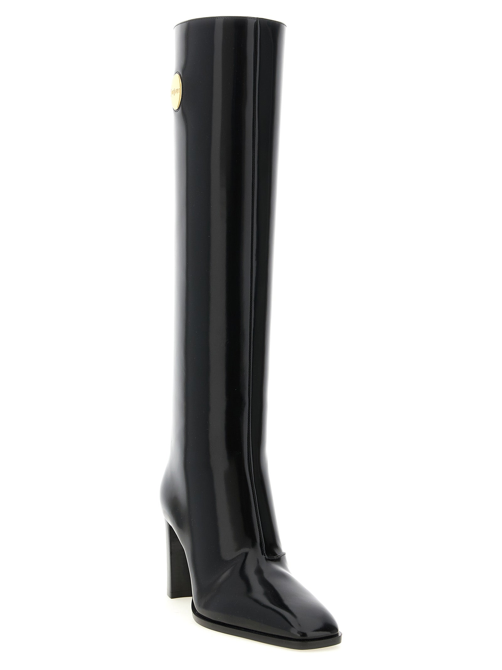 Saint Laurent Black Calfskin Over The Knee