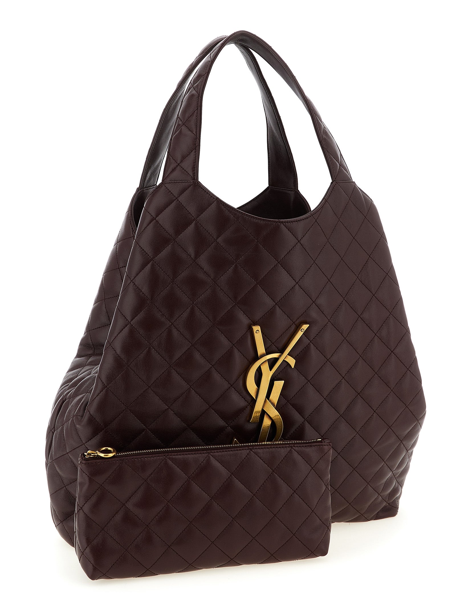 Saint Laurent Bordeaux Lamb Leather Tote Bag