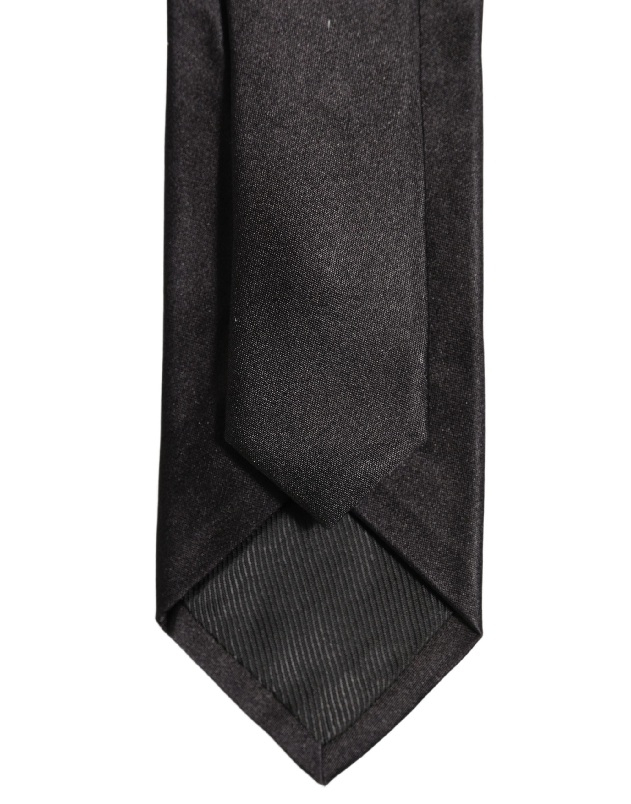 Dolce & Gabbana Black Satin 100% Silk Adjustable Tied Men Necktie Tie
