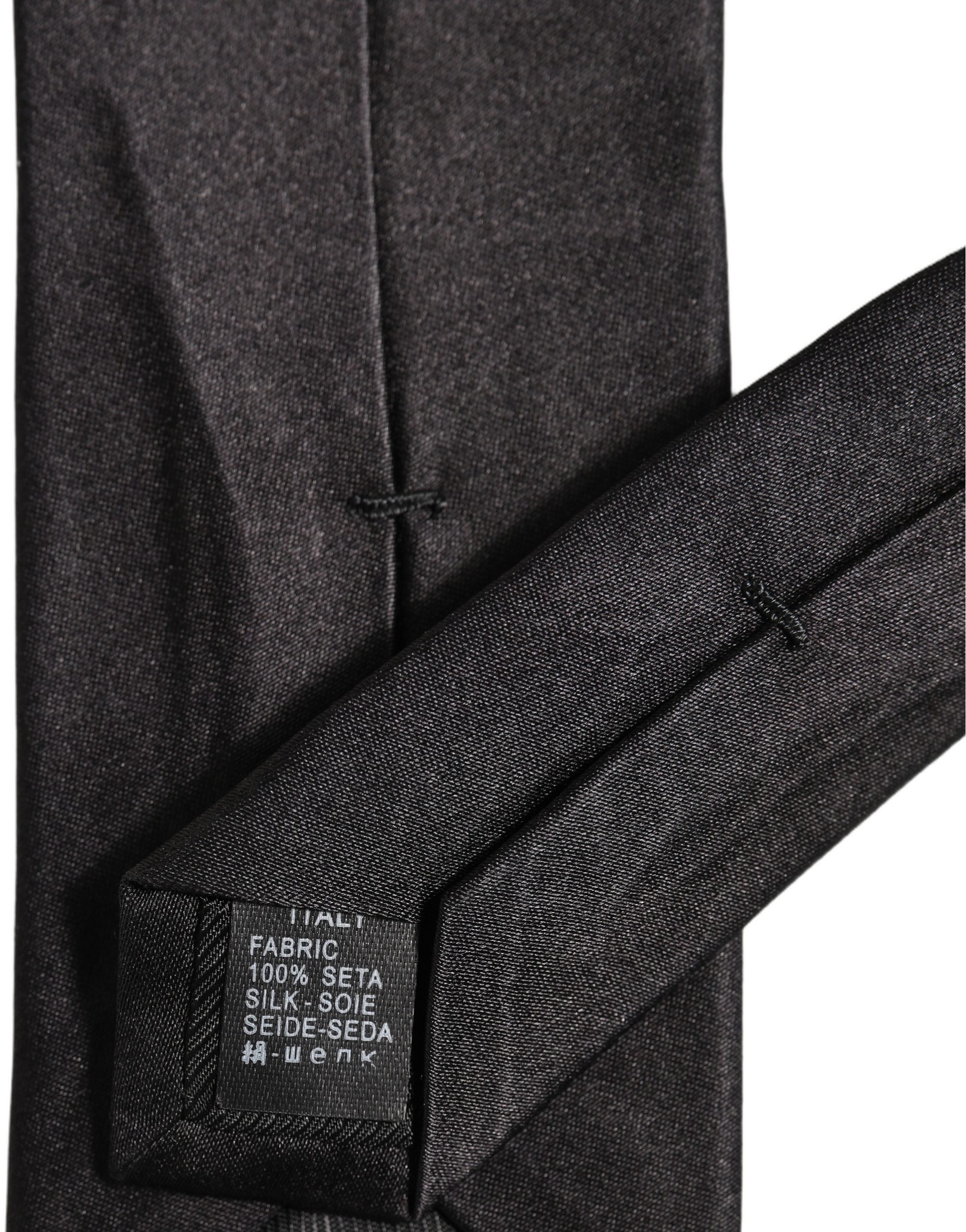 Dolce & Gabbana Black Satin 100% Silk Adjustable Tied Men Necktie Tie