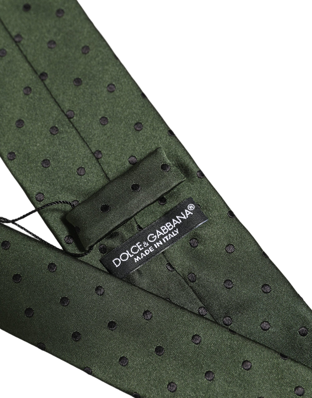 Dolce & Gabbana Men Dark Green Silk Polka Dot Adjustable Tied Necktie Tie