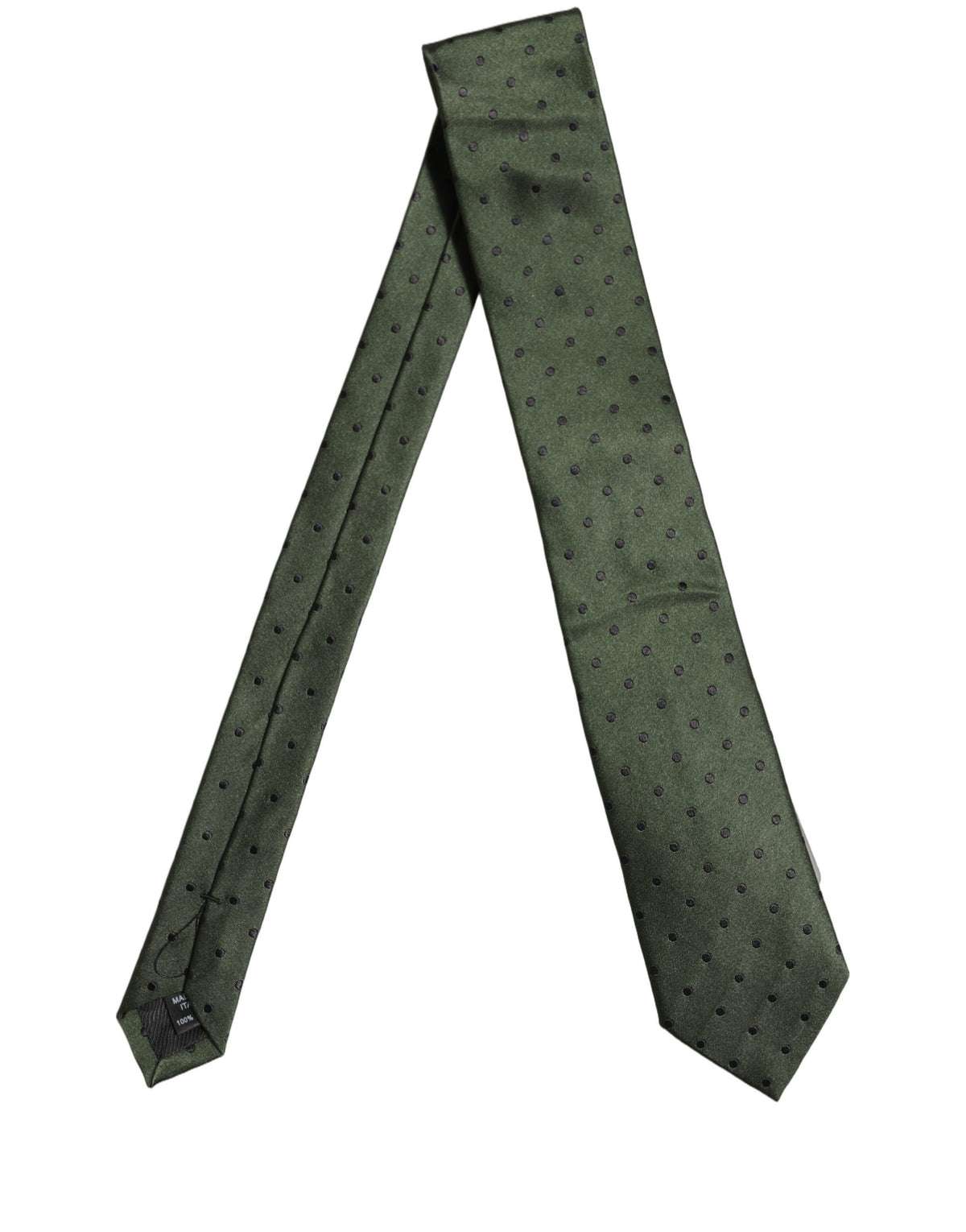 Dolce & Gabbana Men Dark Green Silk Polka Dot Adjustable Tied Necktie Tie