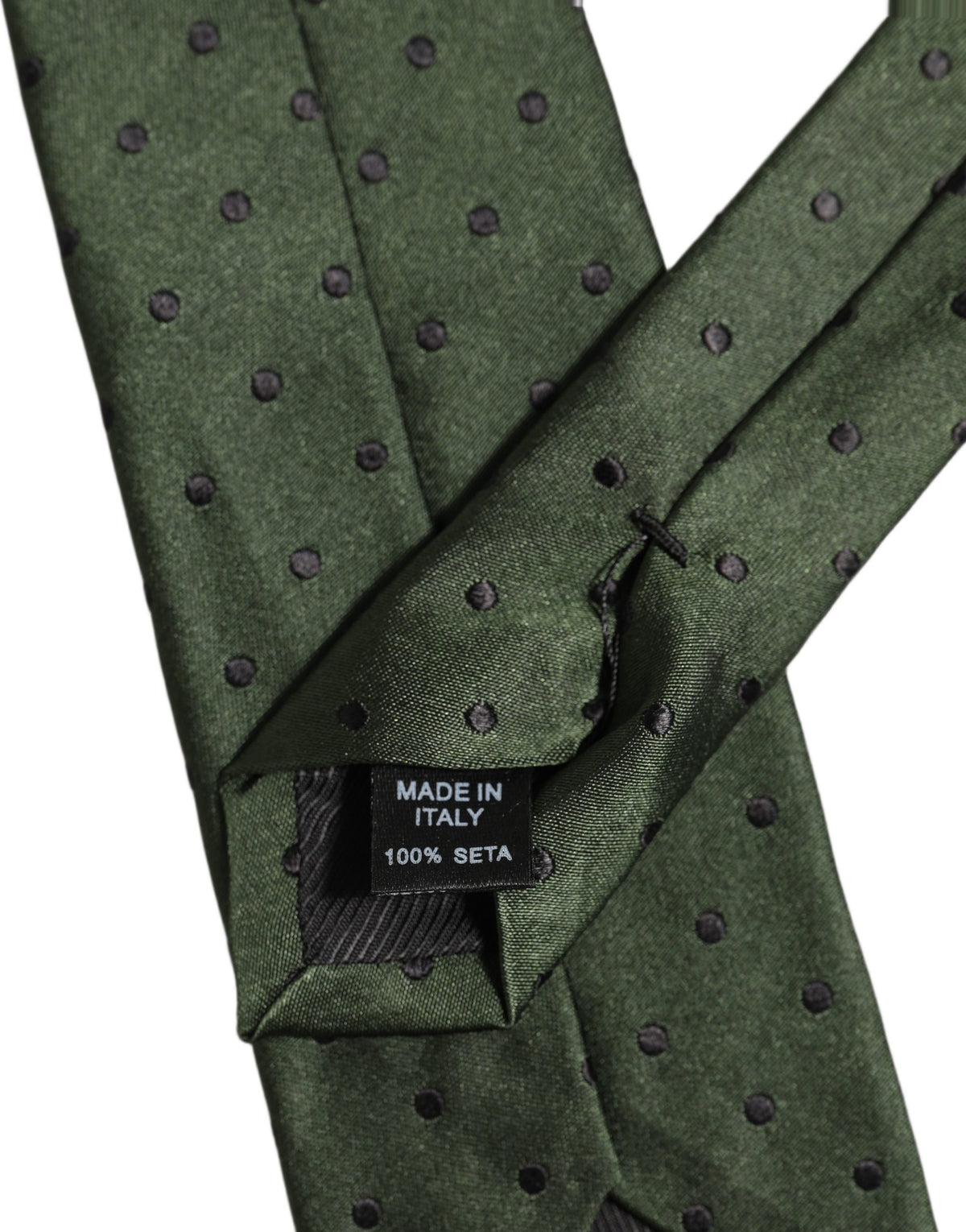 Dolce & Gabbana Men Dark Green Silk Polka Dot Adjustable Tied Necktie Tie