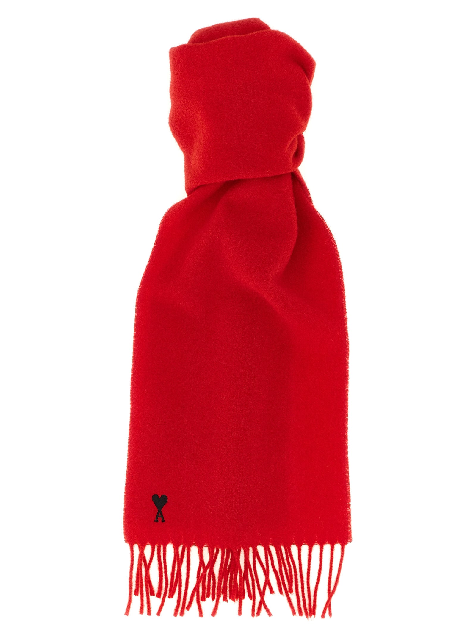 Ami Paris Red Wool Scarf