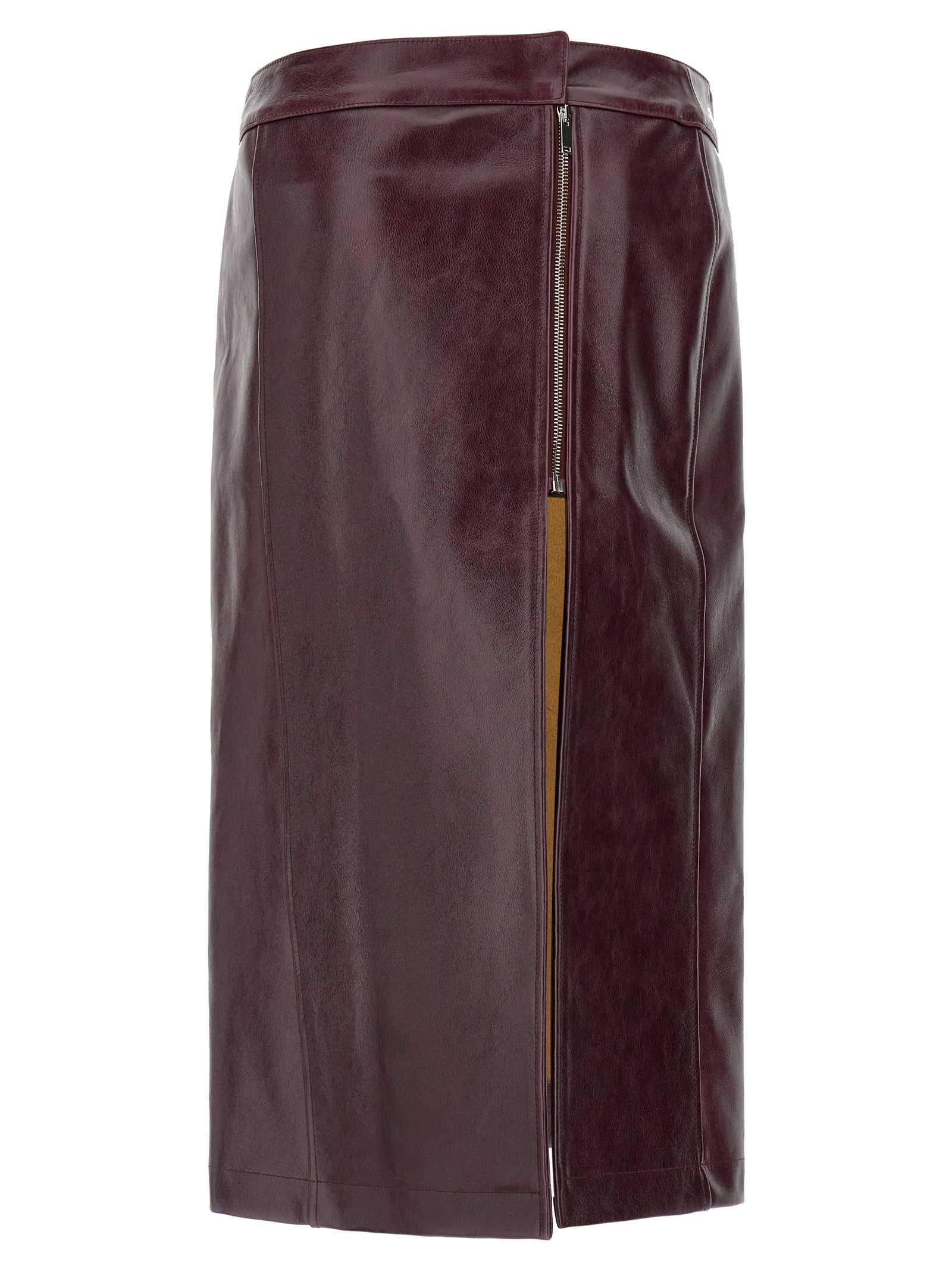 Armarium Bordeaux Cowhide Midi Skirt