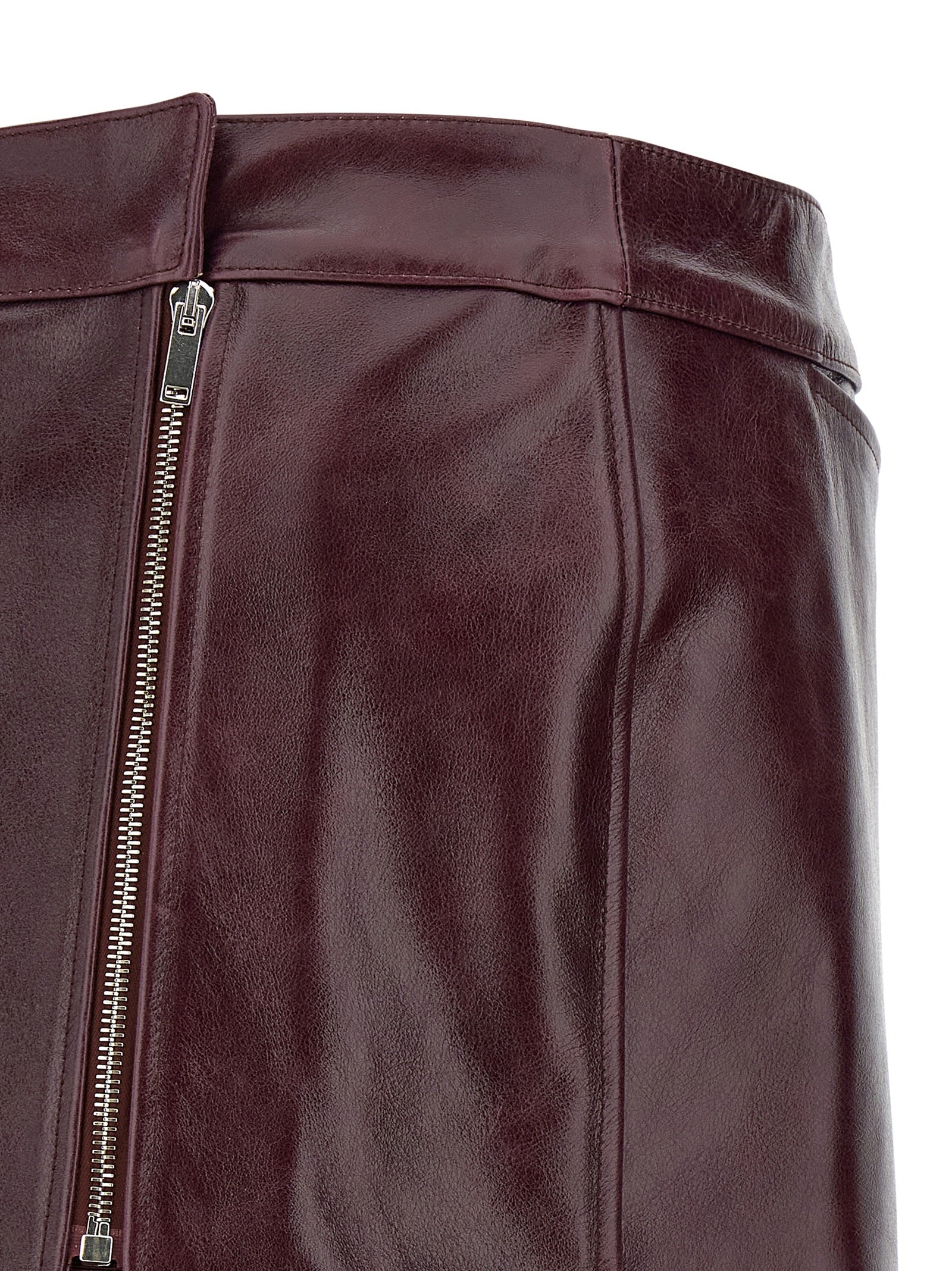 Armarium Bordeaux Cowhide Midi Skirt