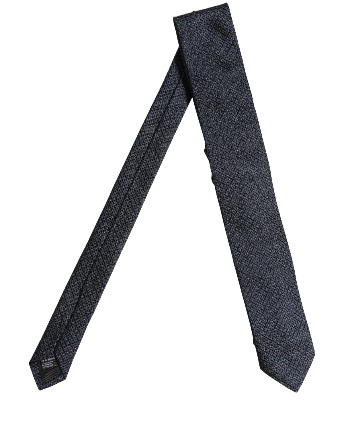 Dolce & Gabbana Men Dark Blue Geometric Silk Adjustable Tied Necktie Tie