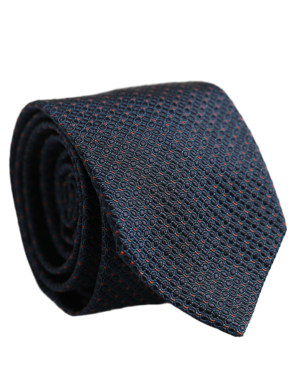Dolce & Gabbana Men Dark Blue Geometric Silk Adjustable Tied Necktie Tie