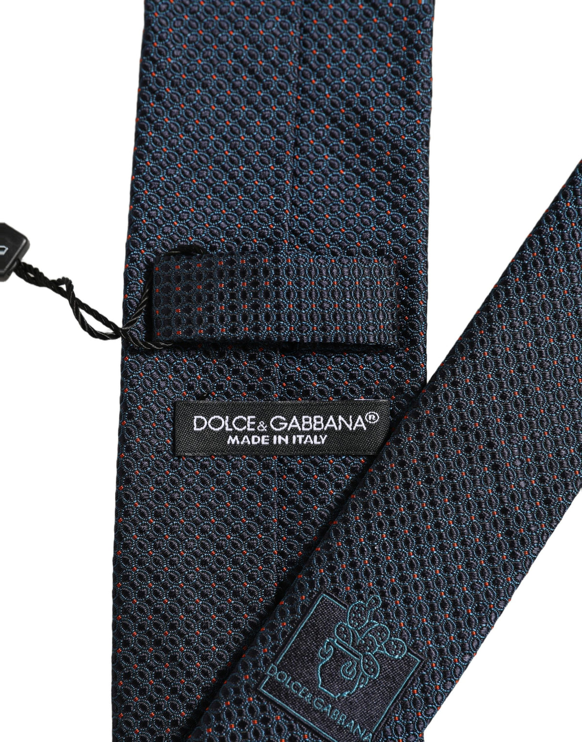 Dolce & Gabbana Men Dark Blue Geometric Silk Adjustable Tied Necktie Tie