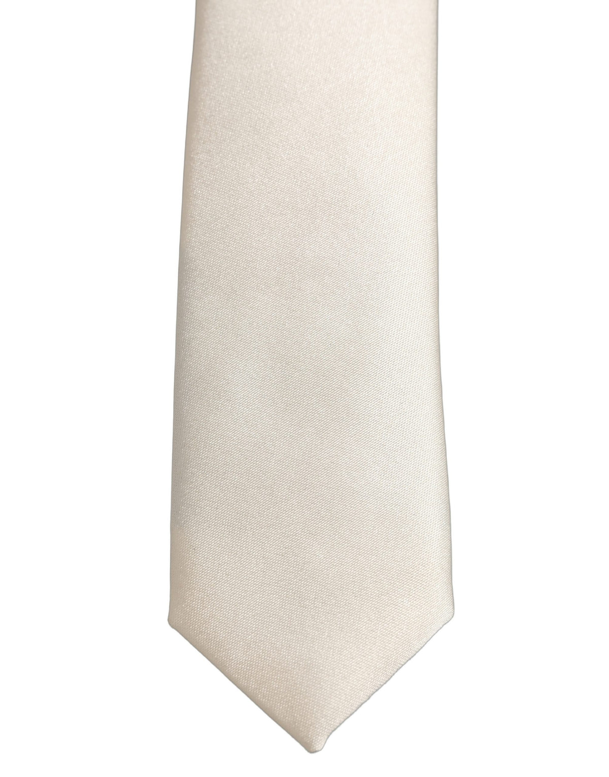 Dolce & Gabbana Cream Satin 100% Silk Adjustable Tied Men Necktie Tie