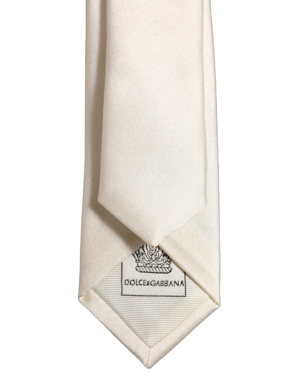 Dolce & Gabbana Cream Satin 100% Silk Adjustable Tied Men Necktie Tie