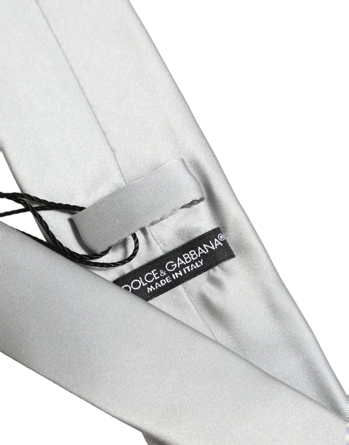 Dolce & Gabbana Gray Satin 100% Silk Adjustable Tied Men Necktie Tie
