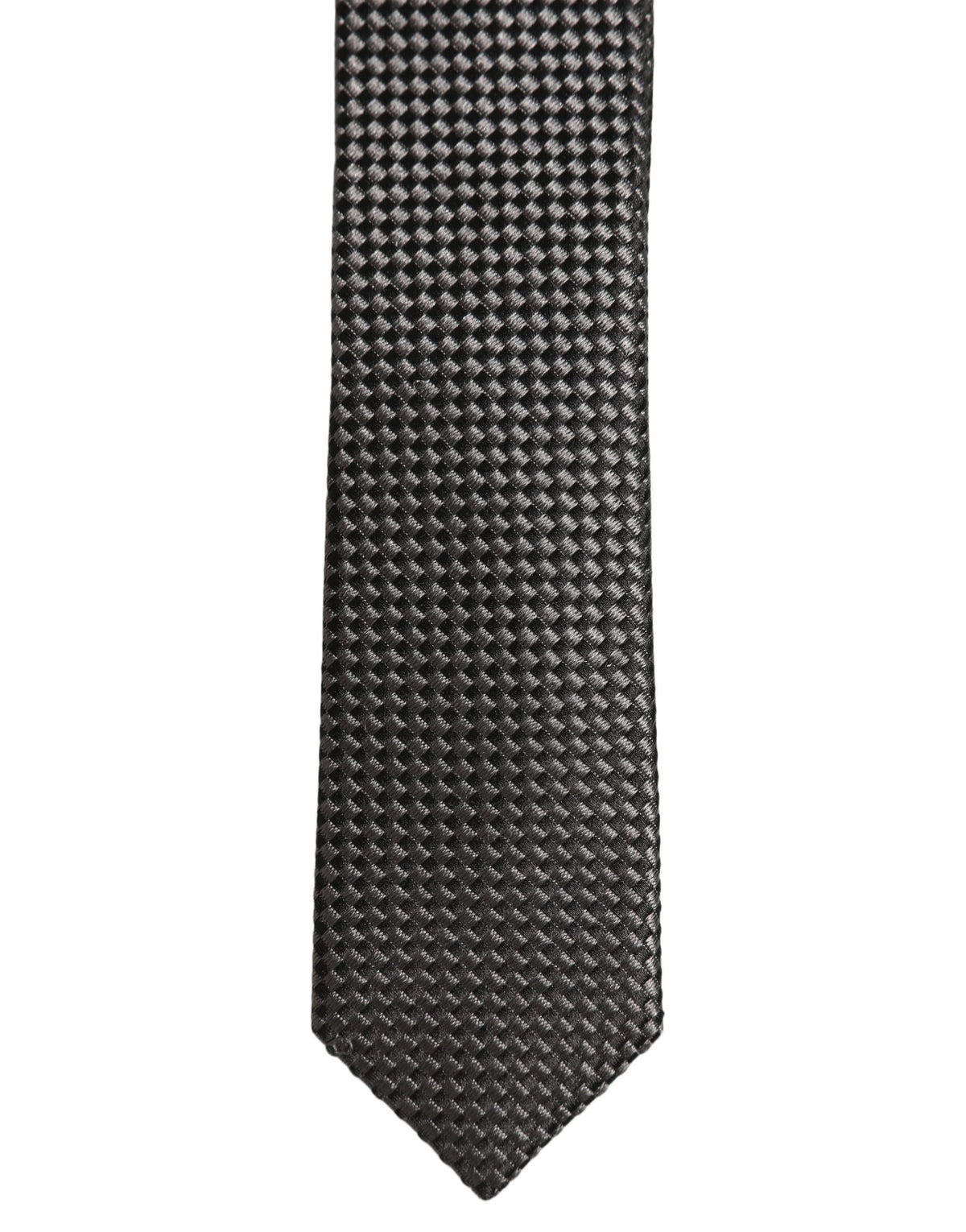 Dolce & Gabbana Dark Gray Textured Silk Adjustable Necktie Accessory Tie