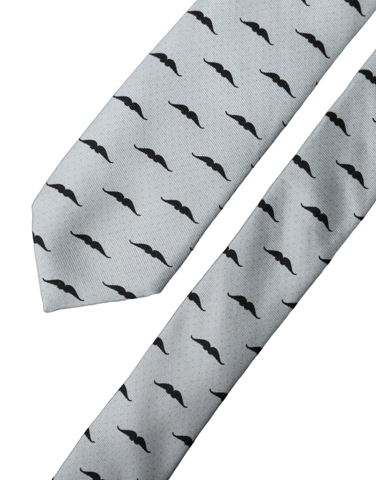 Dolce & Gabbana Light Gray Mustache Silk Adjustable Necktie Accessory