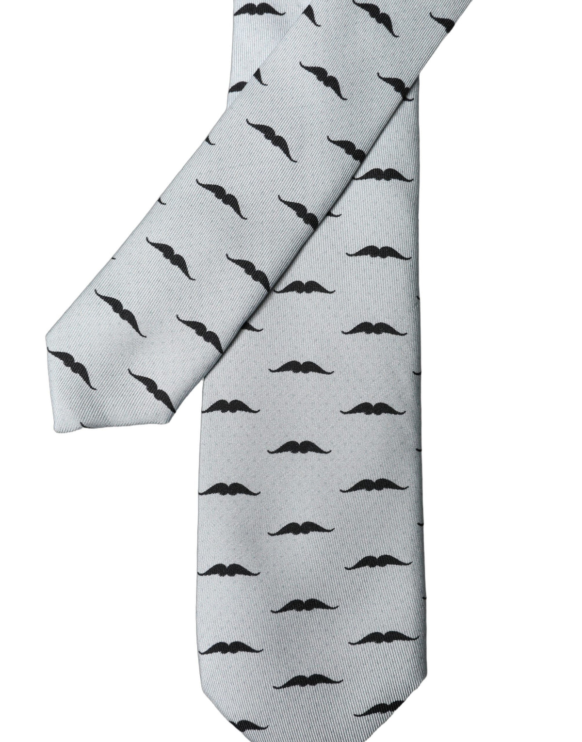 Dolce & Gabbana Light Gray Mustache Silk Adjustable Necktie Accessory