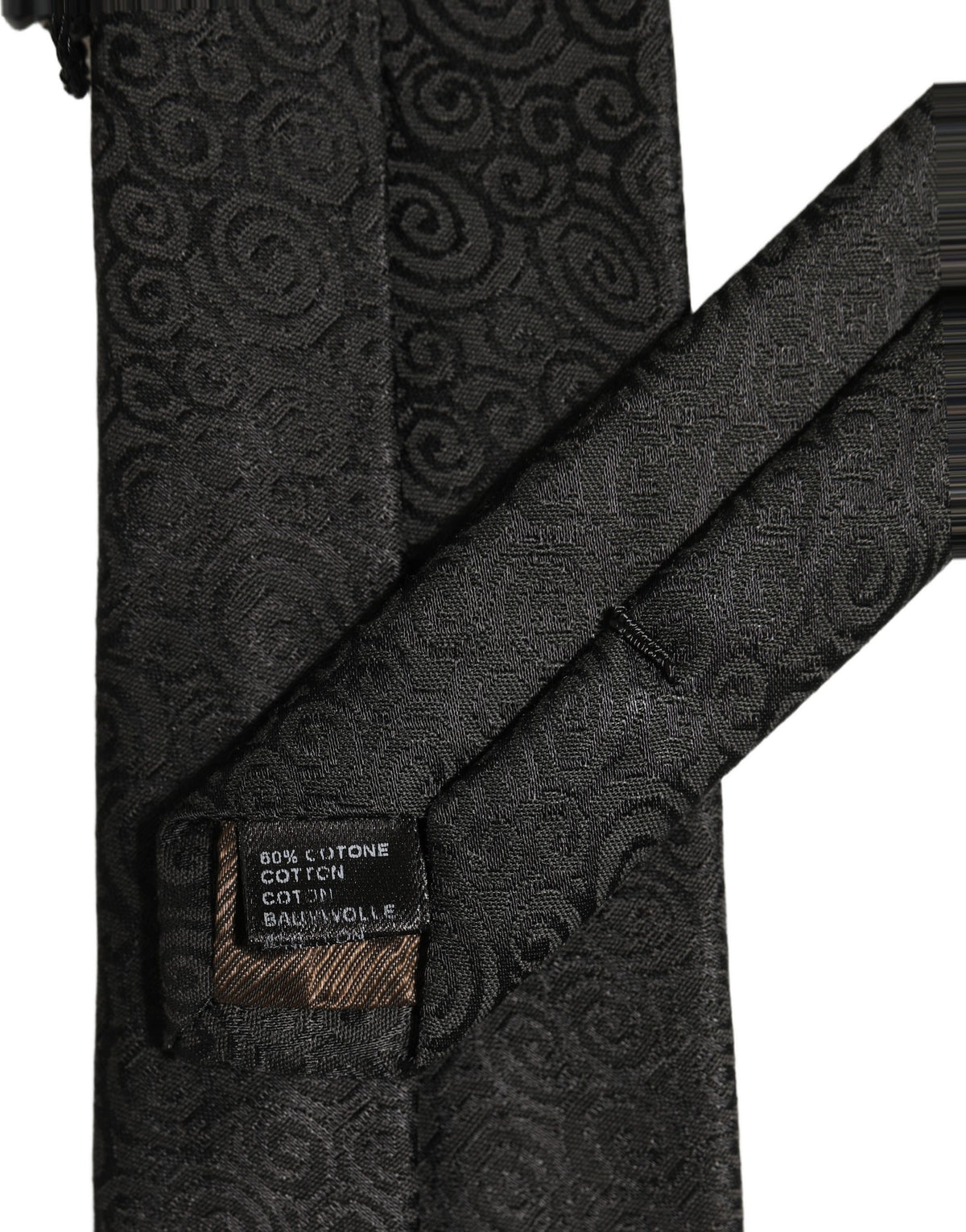 Dolce & Gabbana Black Swirl Pattern Silk Adjustable Necktie Accessory Tie