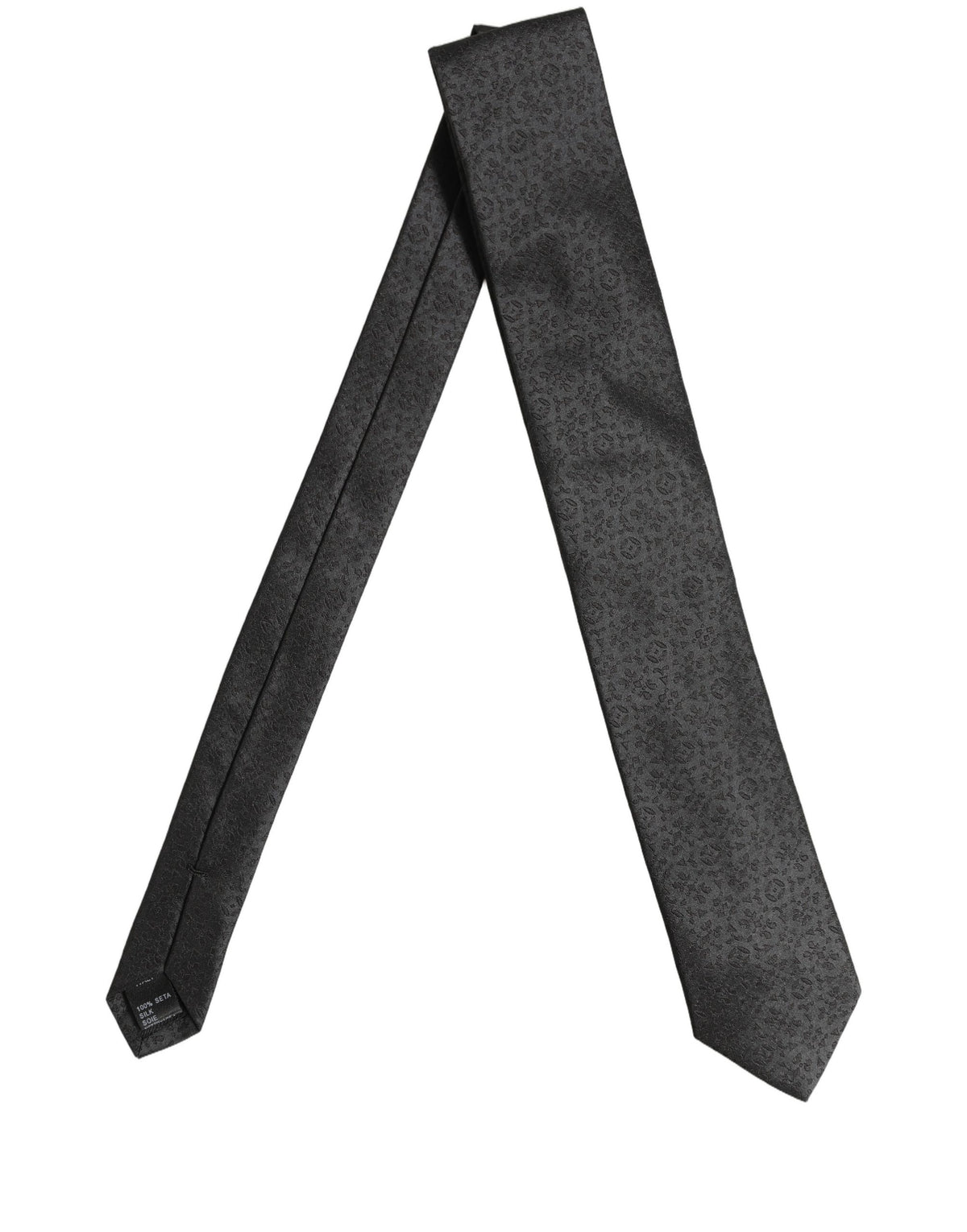 Dolce & Gabbana Black Jacquard Silk Adjustable Necktie Men Accessory Tie