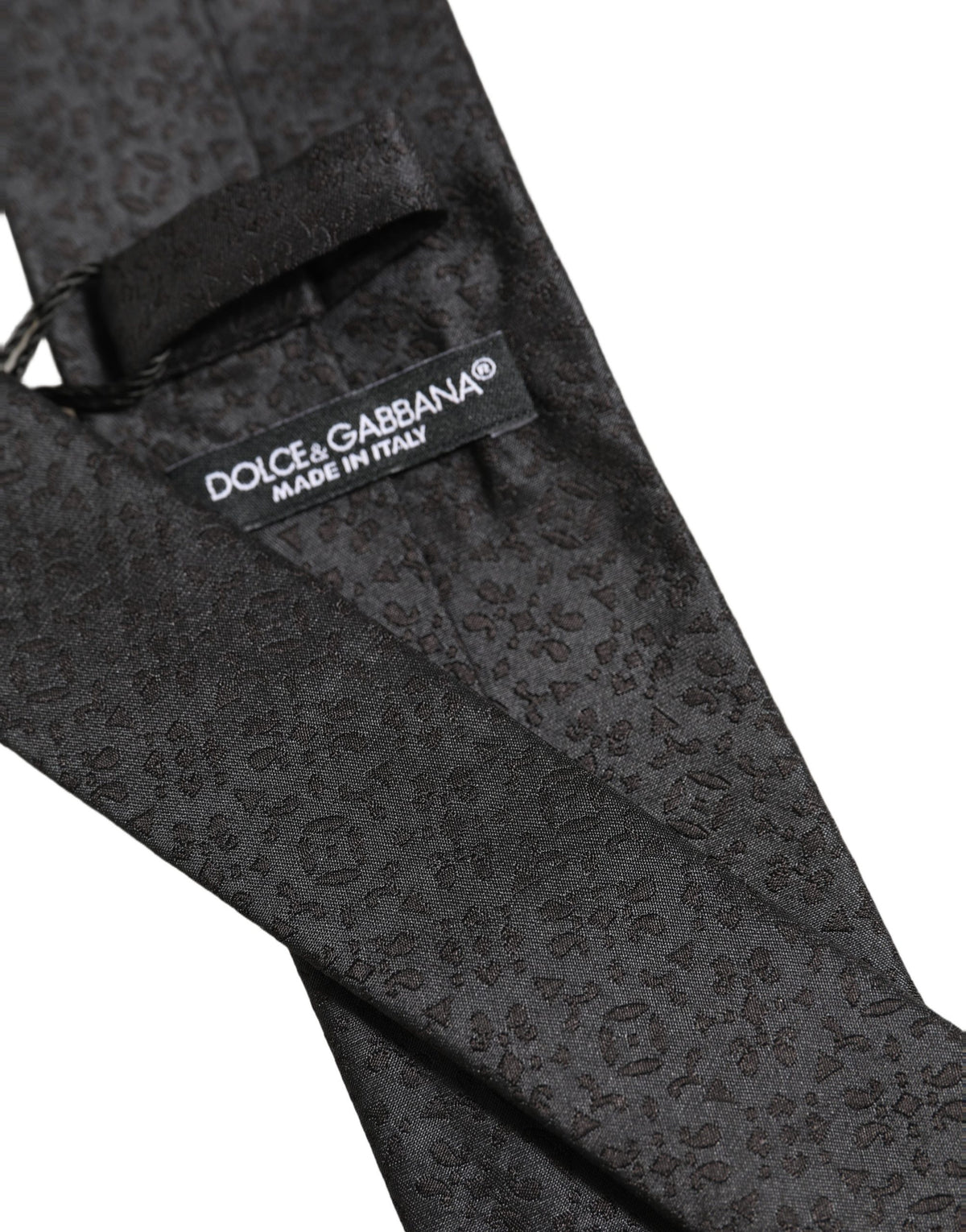 Dolce & Gabbana Black Jacquard Silk Adjustable Necktie Men Accessory Tie