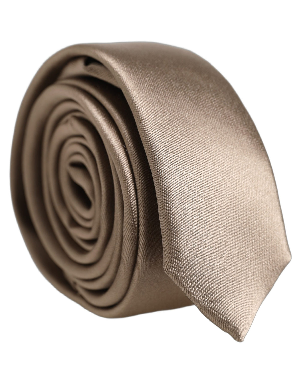 Dolce & Gabbana Brown Satin 100% Silk Adjustable Tied Men Necktie Tie