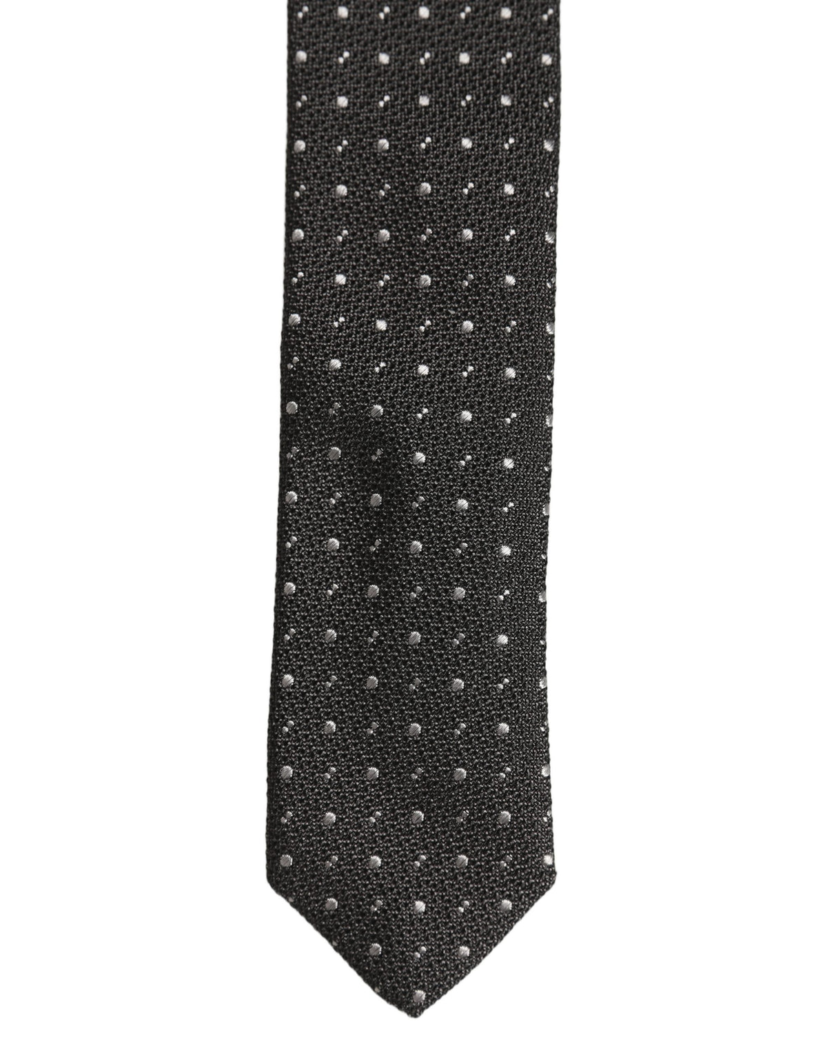 Dolce & Gabbana Dark Gray Polka Dot Silk Adjustable Necktie Accessory Tie