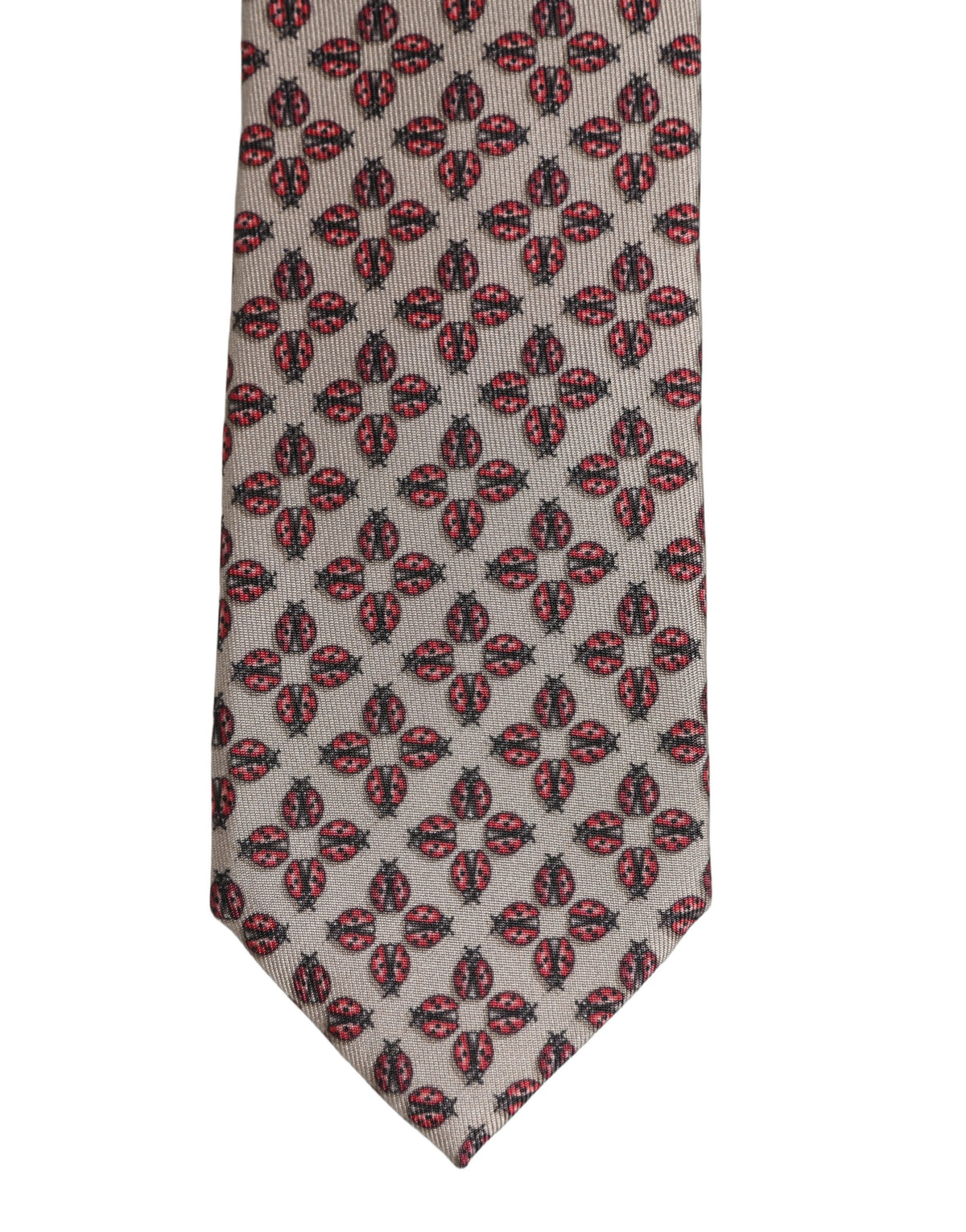 Dolce & Gabbana Beige Lady Bug Silk Adjustable Necktie Men Accessory Tie