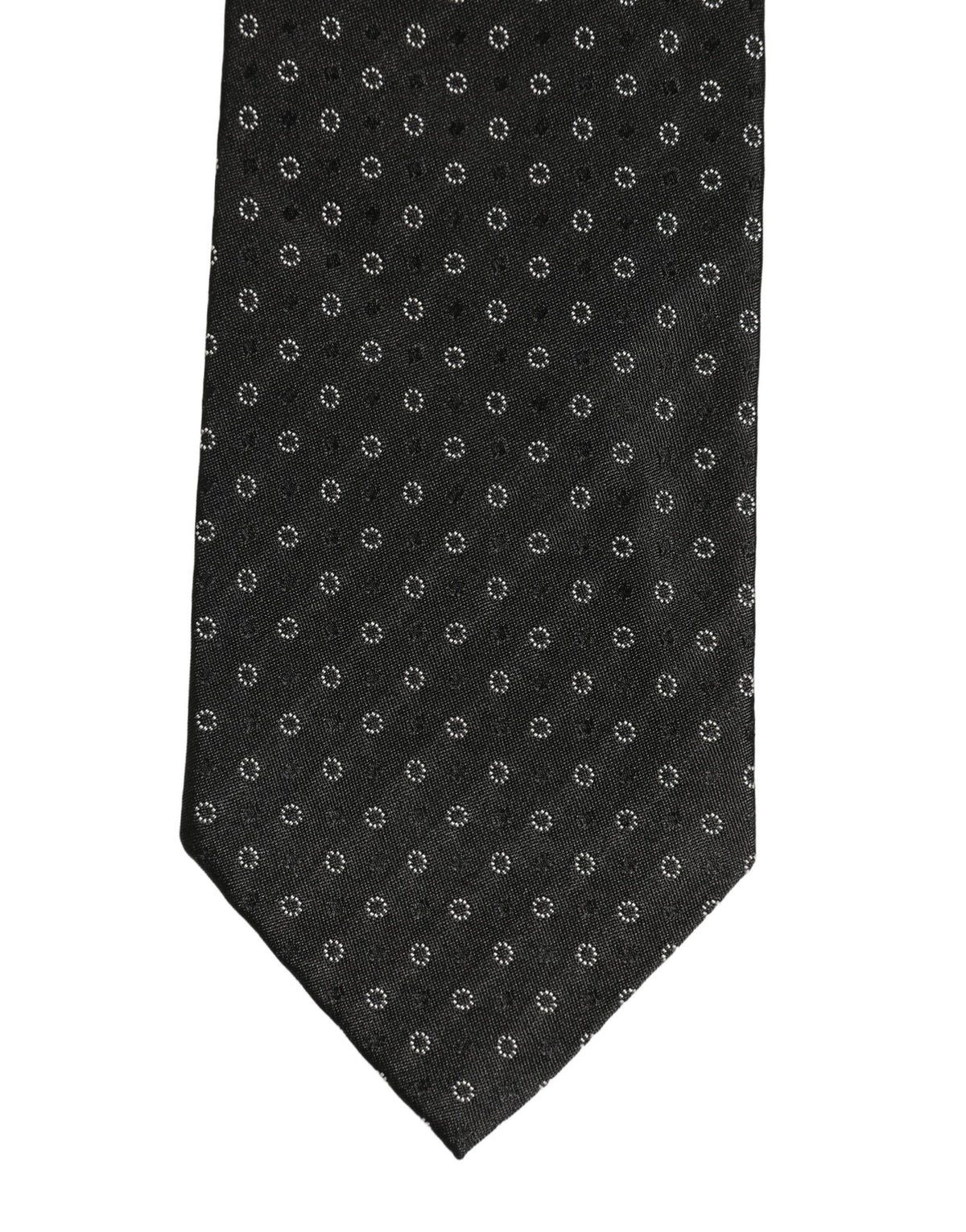 Dolce & Gabbana Black Geometric Circle Adjustable Necktie Accessory Tie