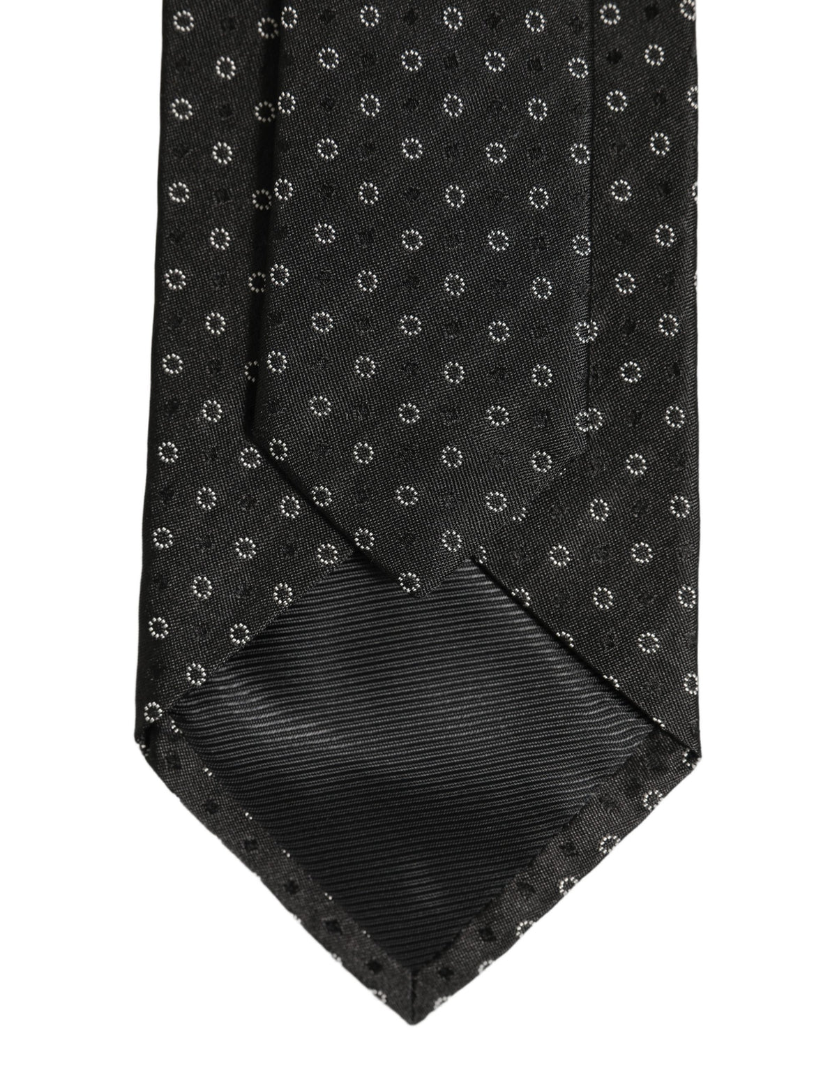 Dolce & Gabbana Black Geometric Circle Adjustable Necktie Accessory Tie