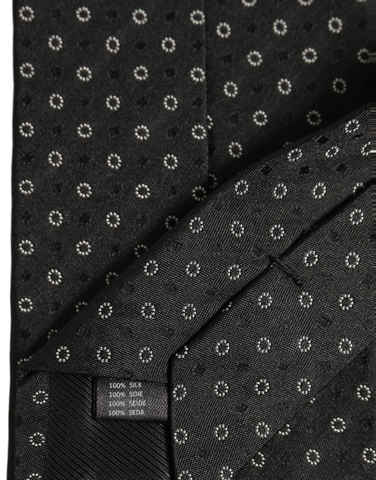 Dolce & Gabbana Black Geometric Circle Adjustable Necktie Accessory Tie