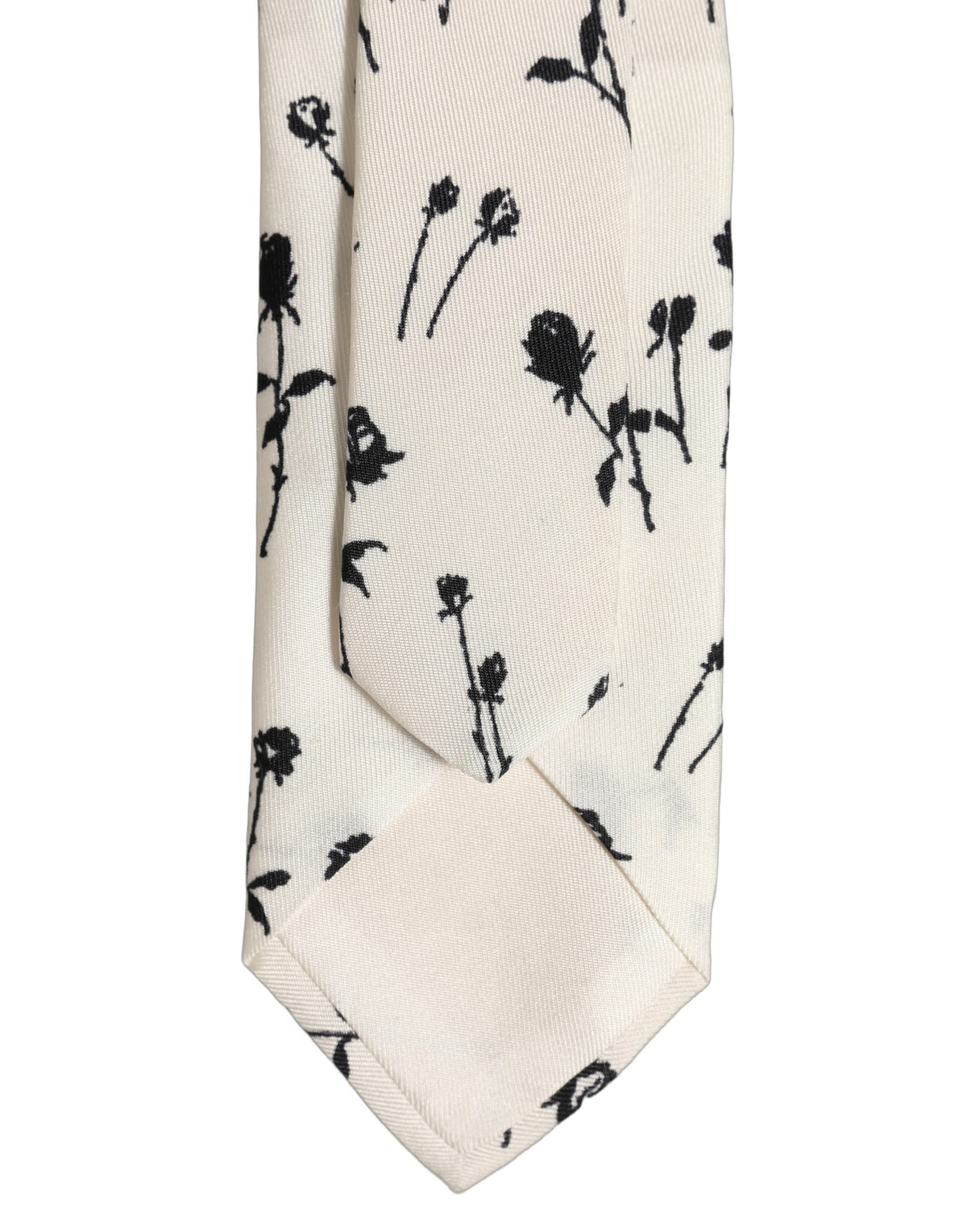 Dolce & Gabbana Off White Floral Print Adjustable Necktie Accessory Tie