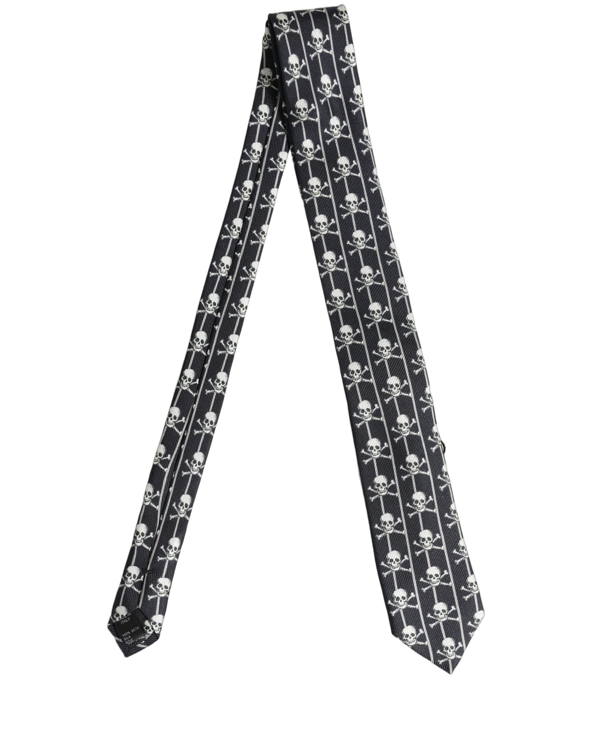 Dolce & Gabbana Men Black Silk Skull Fantasy Adjustable Tied Necktie Tie