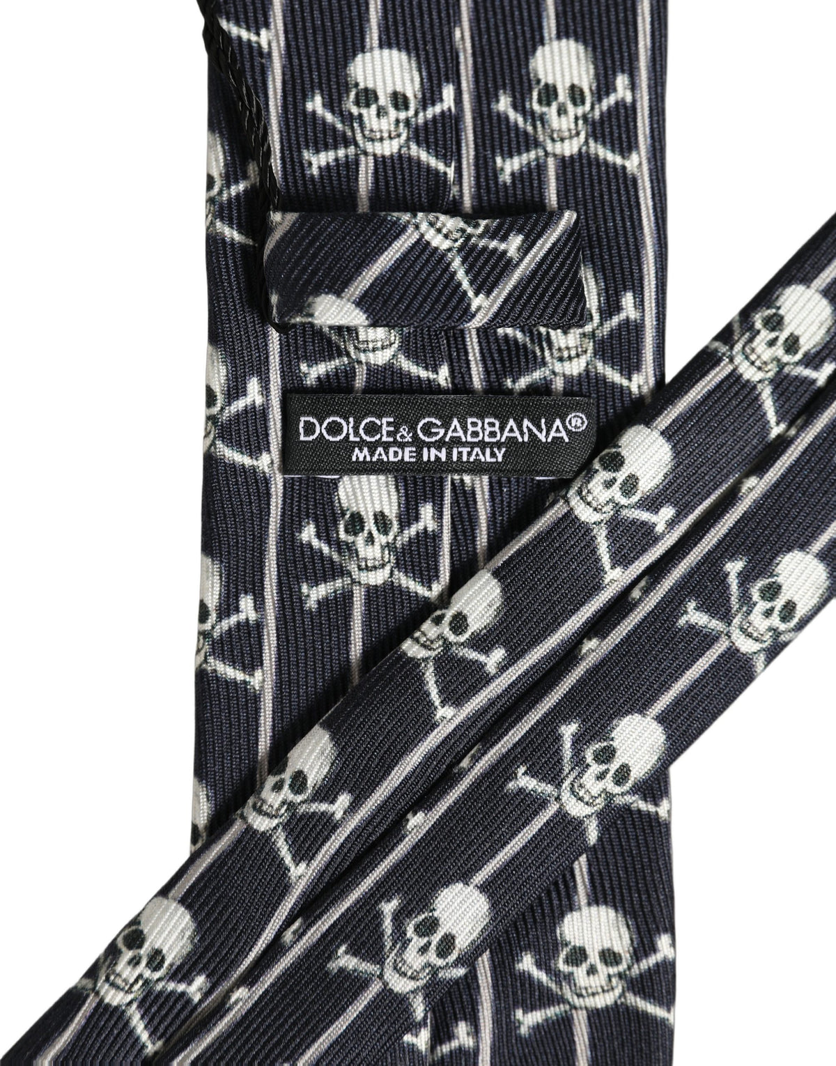 Dolce & Gabbana Men Black Silk Skull Fantasy Adjustable Tied Necktie Tie