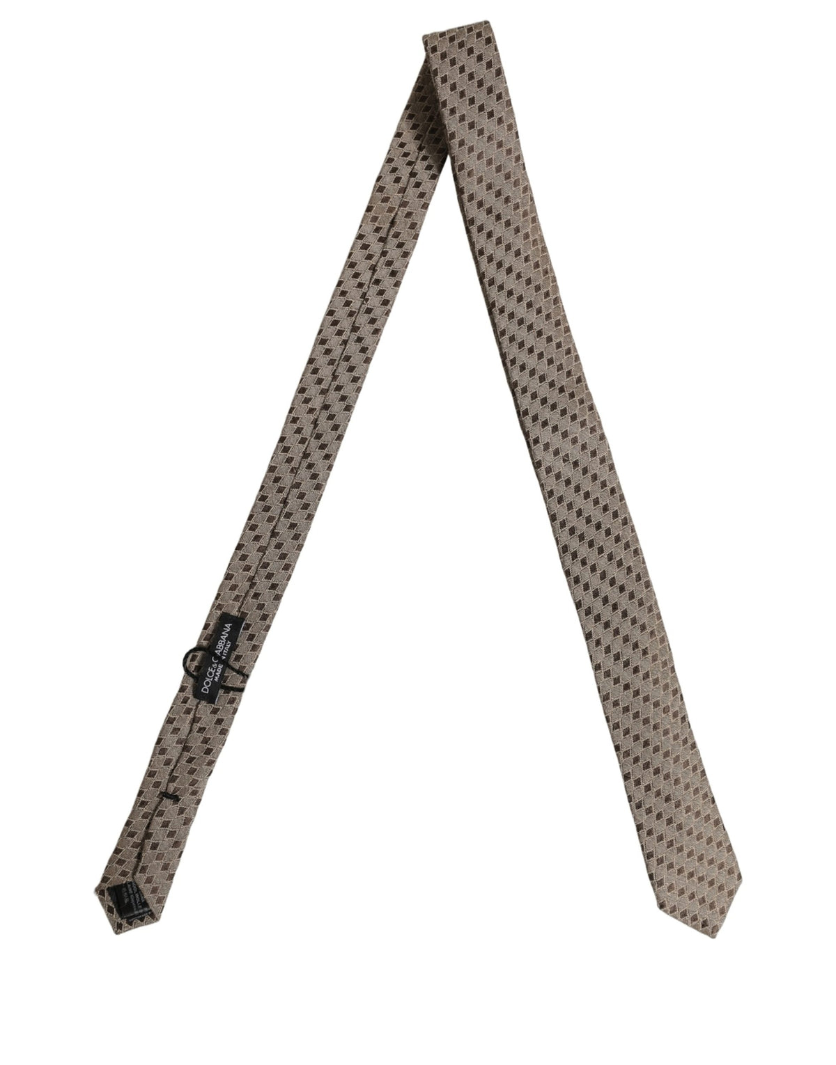 Dolce & Gabbana Brown Patterned Wool Adjustable Necktie Men Accessory Tie