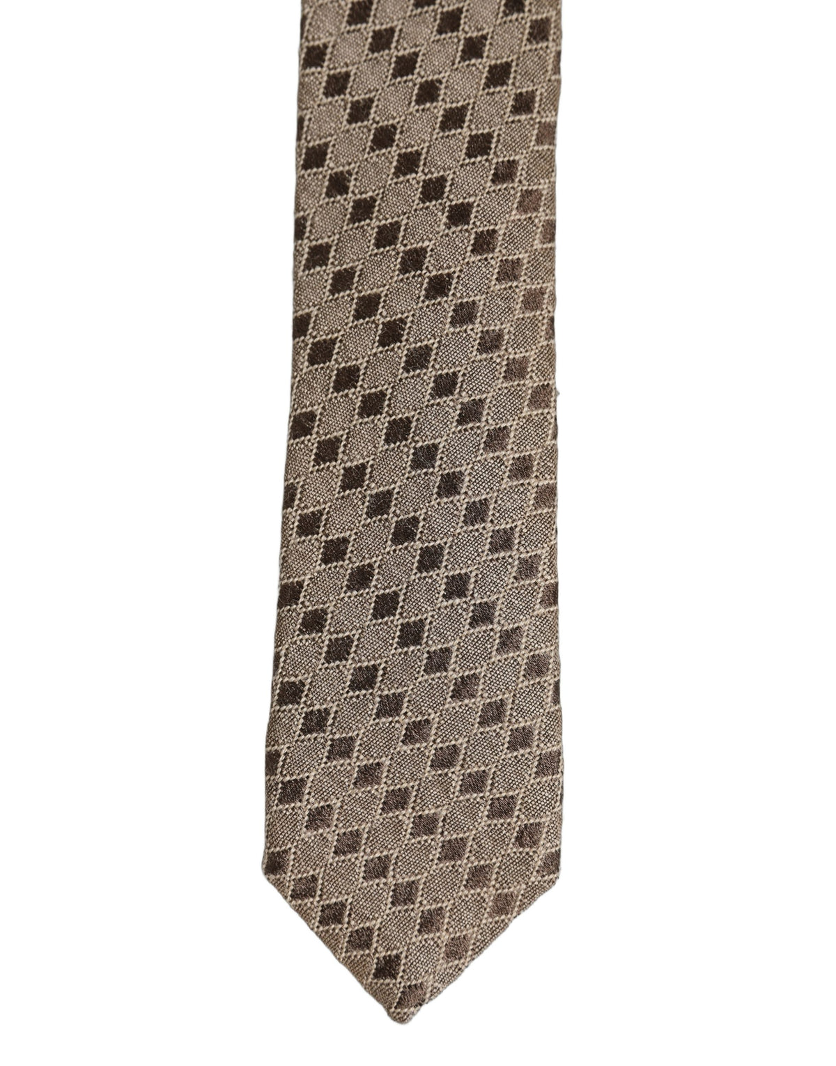 Dolce & Gabbana Brown Patterned Wool Adjustable Necktie Men Accessory Tie