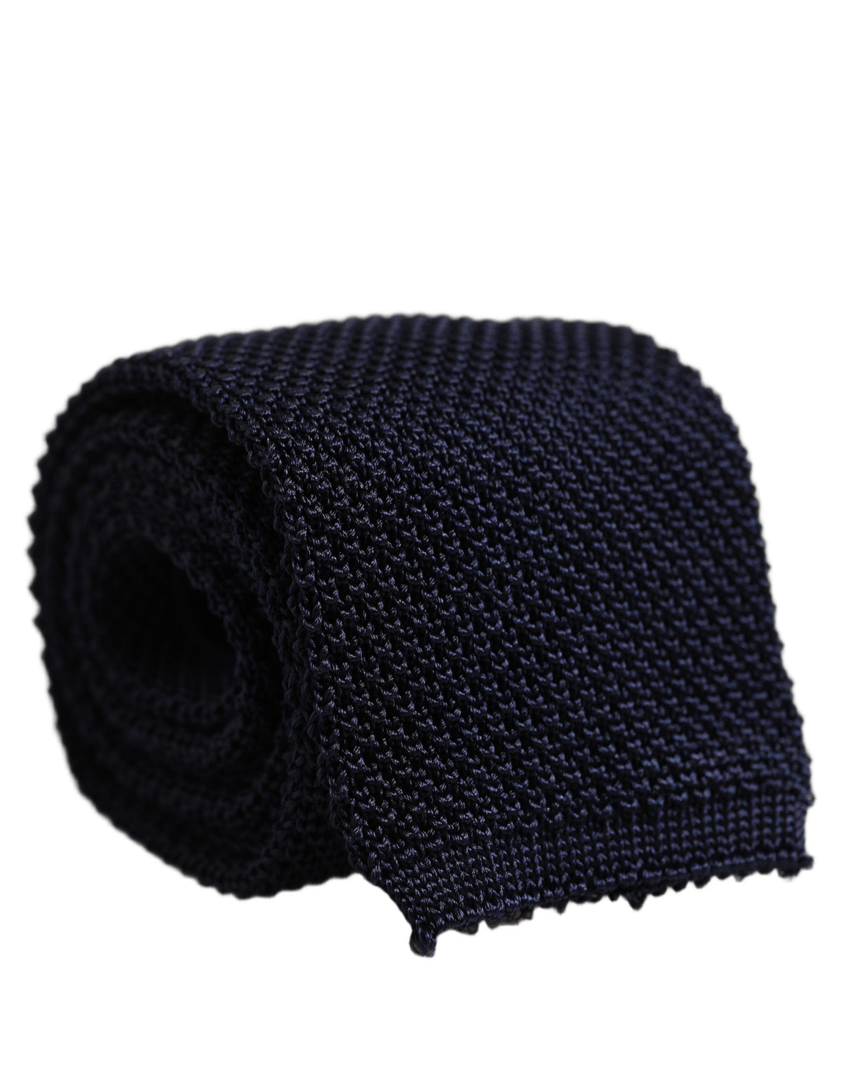 Dolce & Gabbana Dark Blue Textured Knitted Adjustable Necktie Accessory Tie