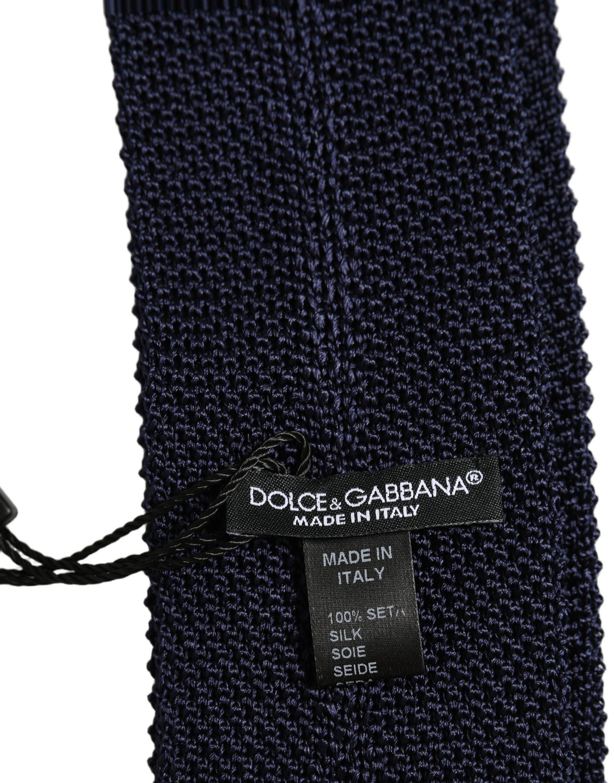 Dolce & Gabbana Dark Blue Textured Knitted Adjustable Necktie Accessory Tie