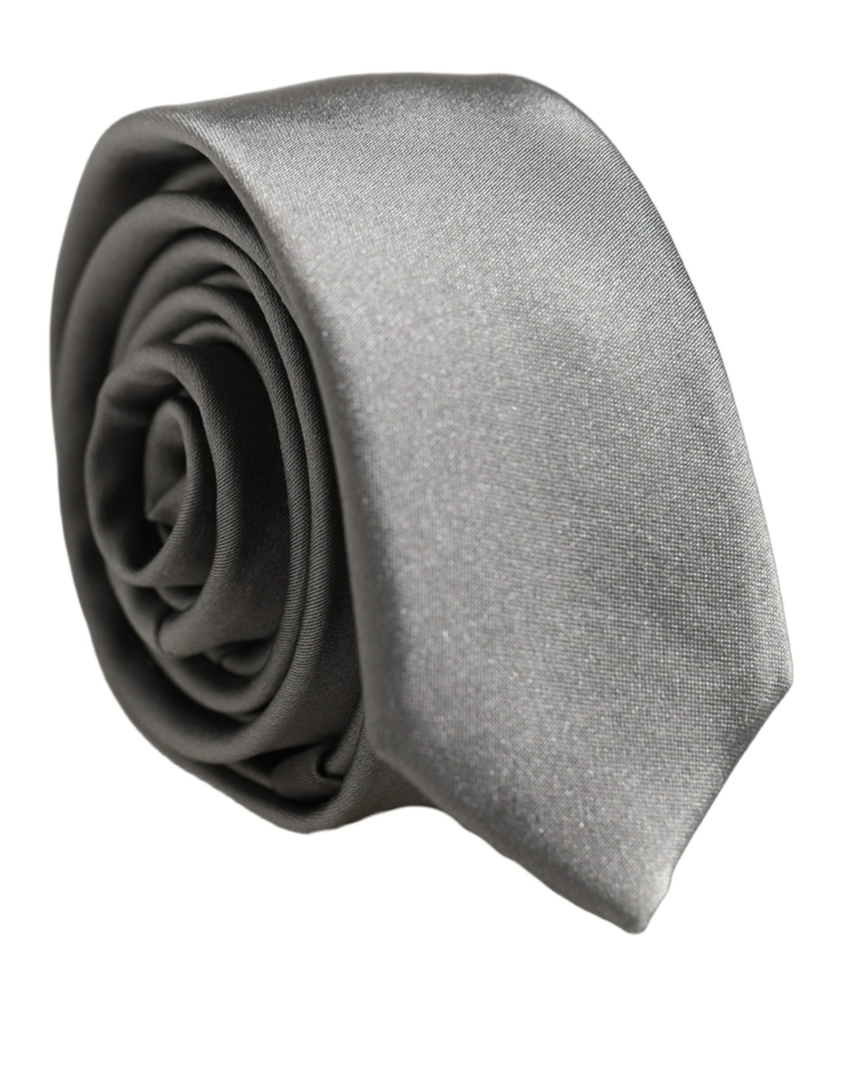 Dolce & Gabbana Gray Satin 100% Silk Adjustable Tied Men Necktie Tie